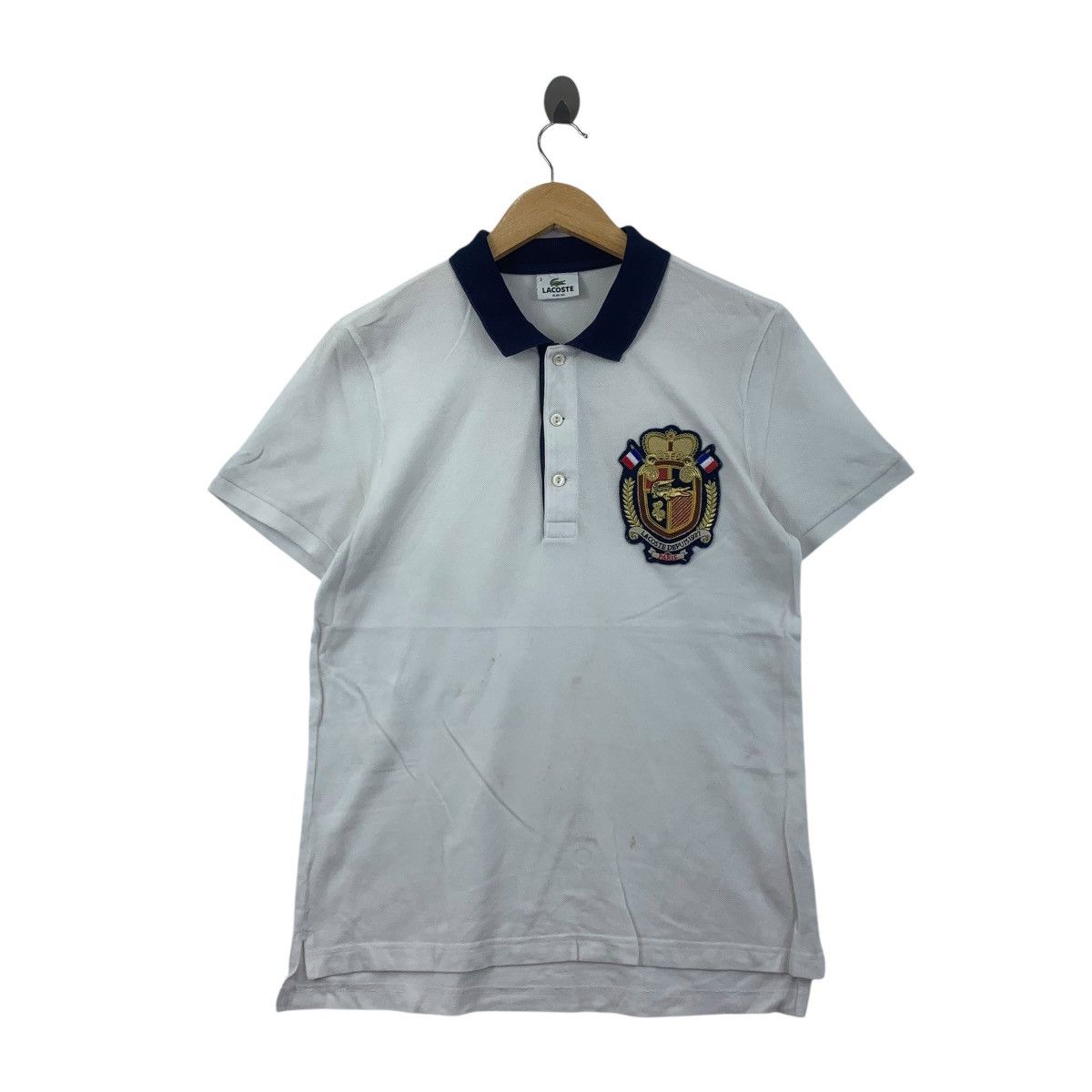 Lacoste Vintage LACOSTE PARIS Crest Logo Slim Fit Polo Tee Shirt Top Size L / US 10 / IT 46 - 1 Thumbnail