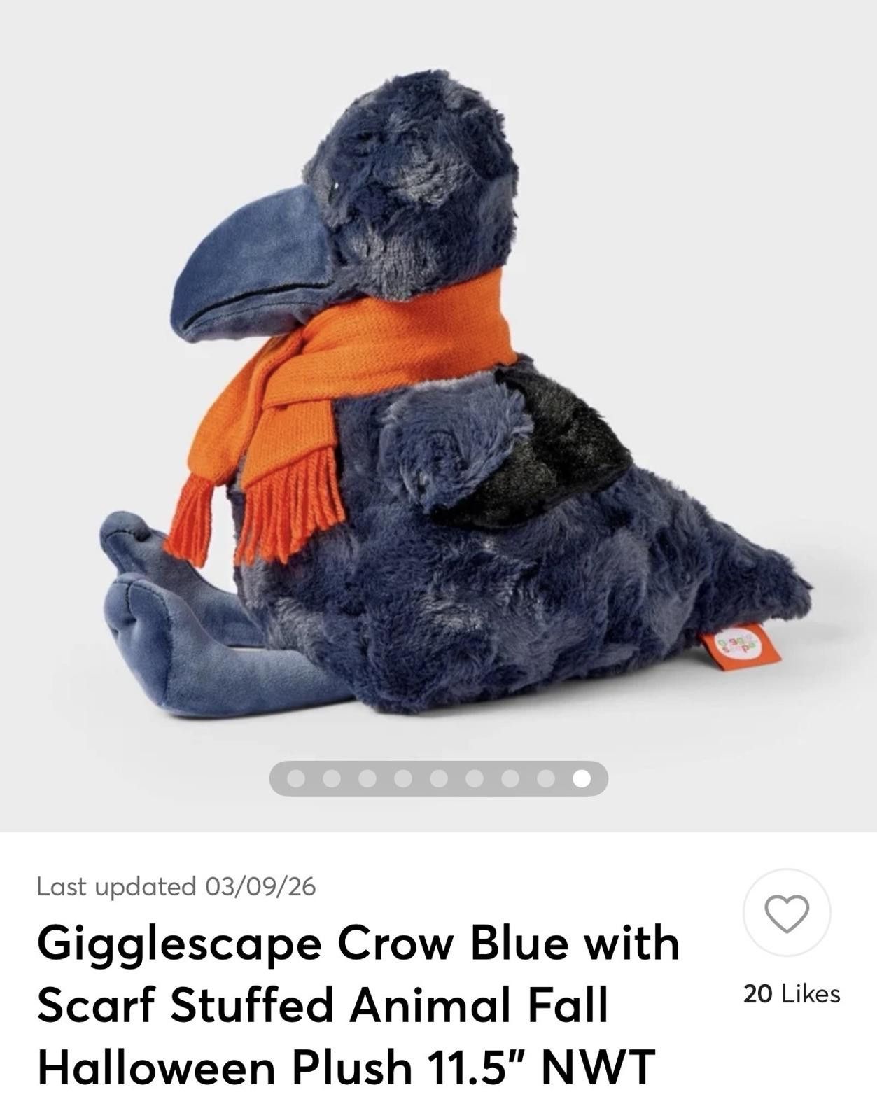 Other Gigglescape Crow Blue with Scarf Stuffed Animal Fall Size ONE SIZE - 1 Preview