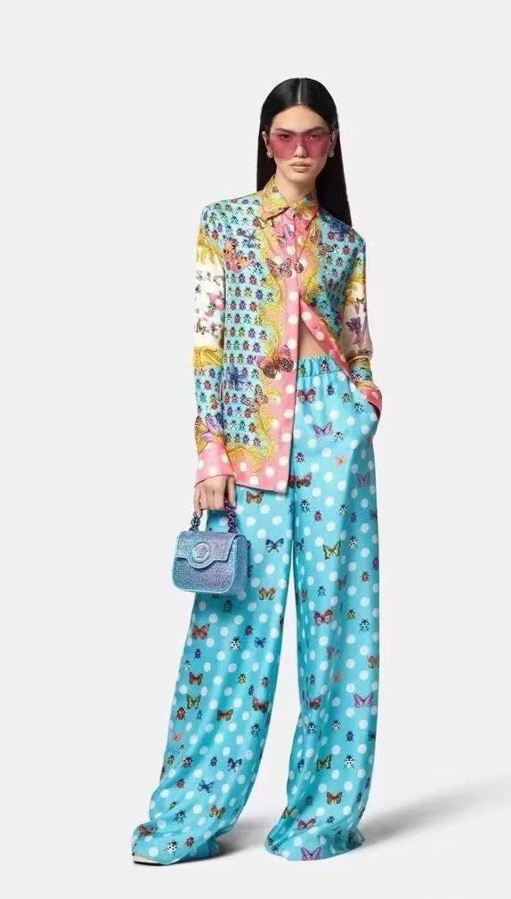 Versace Versace Butterfly ladybug print wide-leg pants Size 39" - 6 Thumbnail