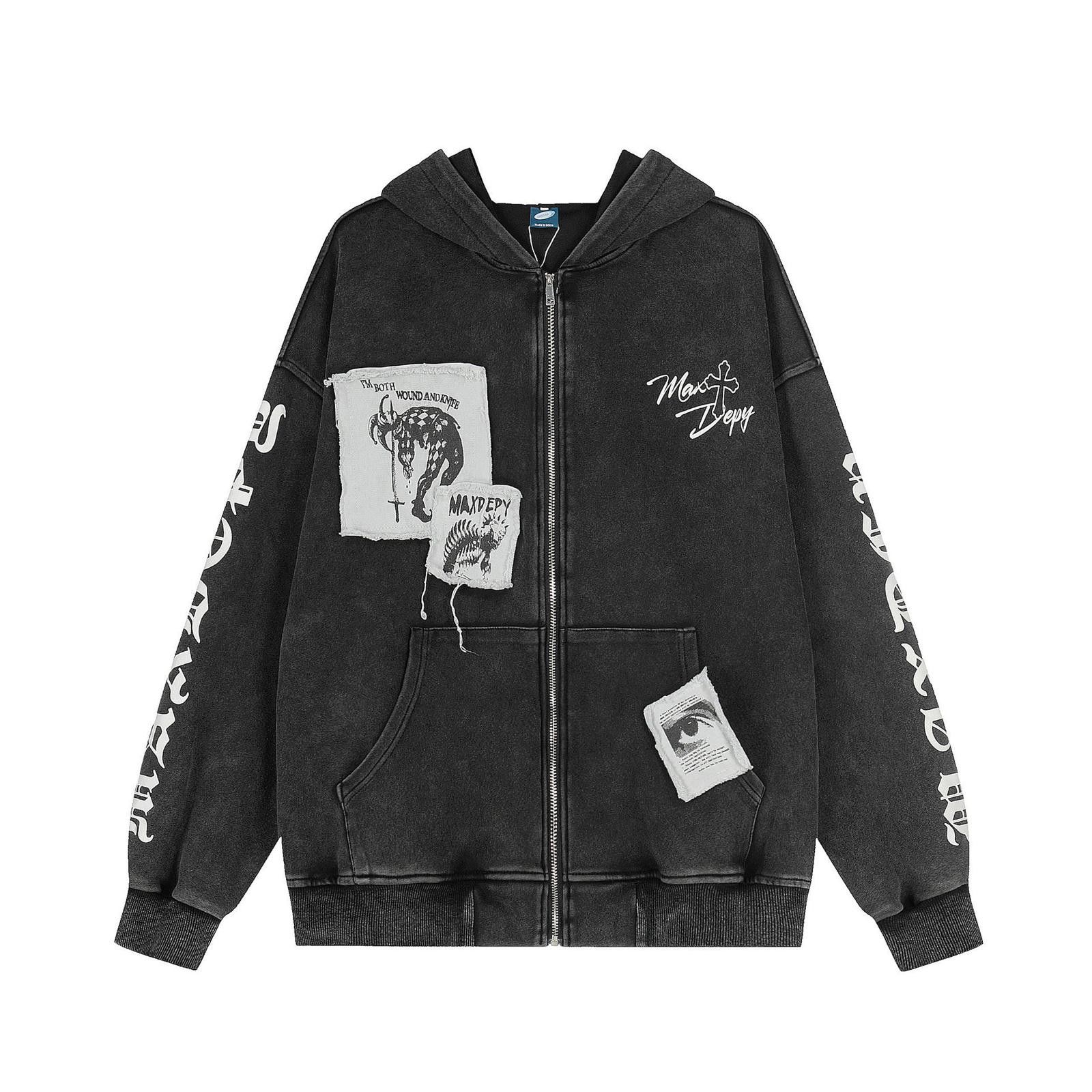 Other Black Graphic Zip-Up Hoodie, Vintage Style Hoodie Size US M / EU 48-50 / 2 - 7 Thumbnail