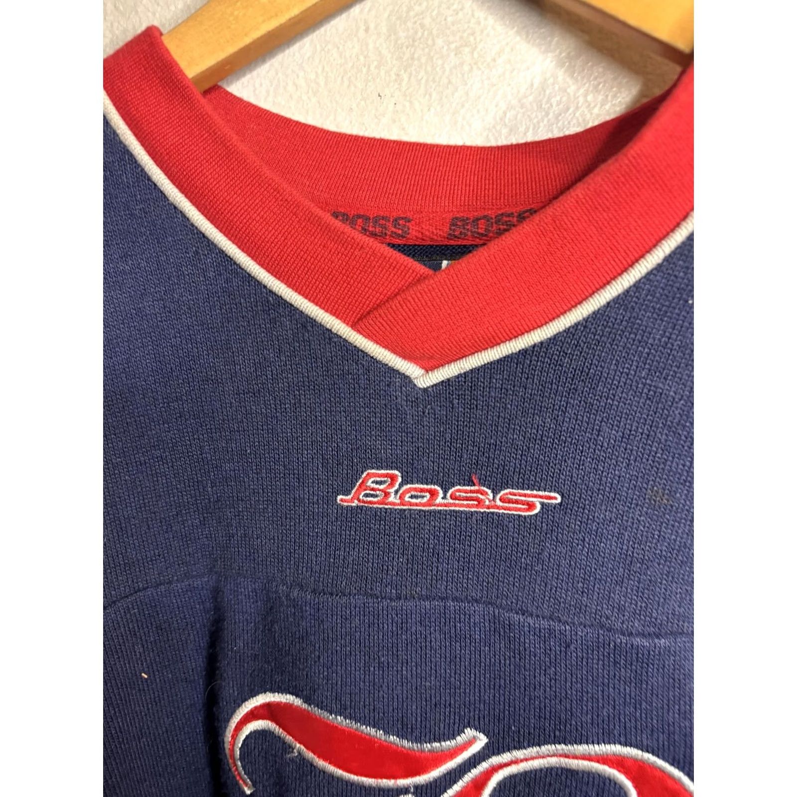 Vintage VINTAGE Boss by IG-Design Shirt Mens Large Blue 89 Jersey V-Neck Long Sleeve Size US L / EU 52-54 / 3 - 3 Thumbnail