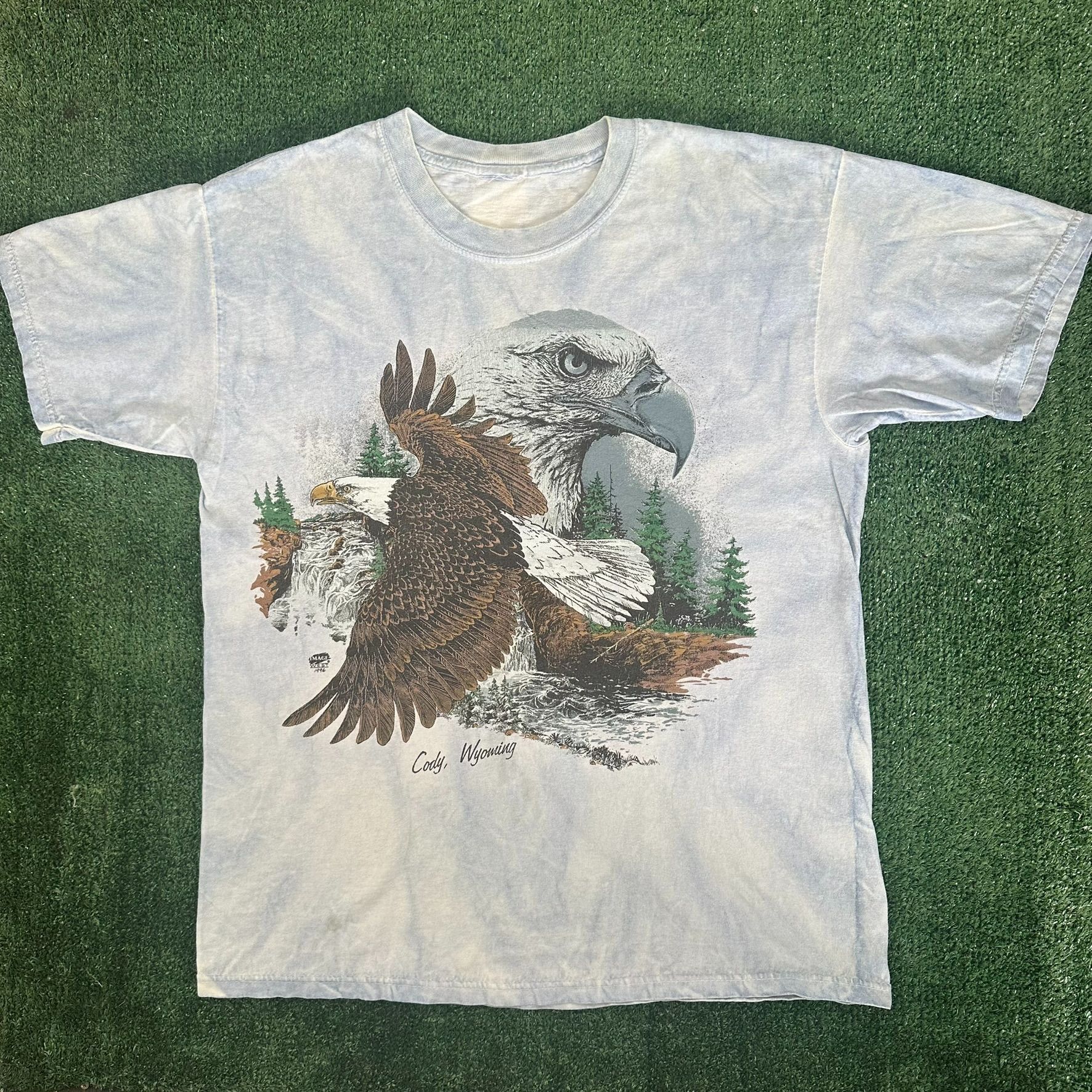 Vintage Vintage 90s Eagle Nature T-Shirt Cody Wyoming 1996 Western W Size US L / EU 52-54 / 3 - 1 Thumbnail