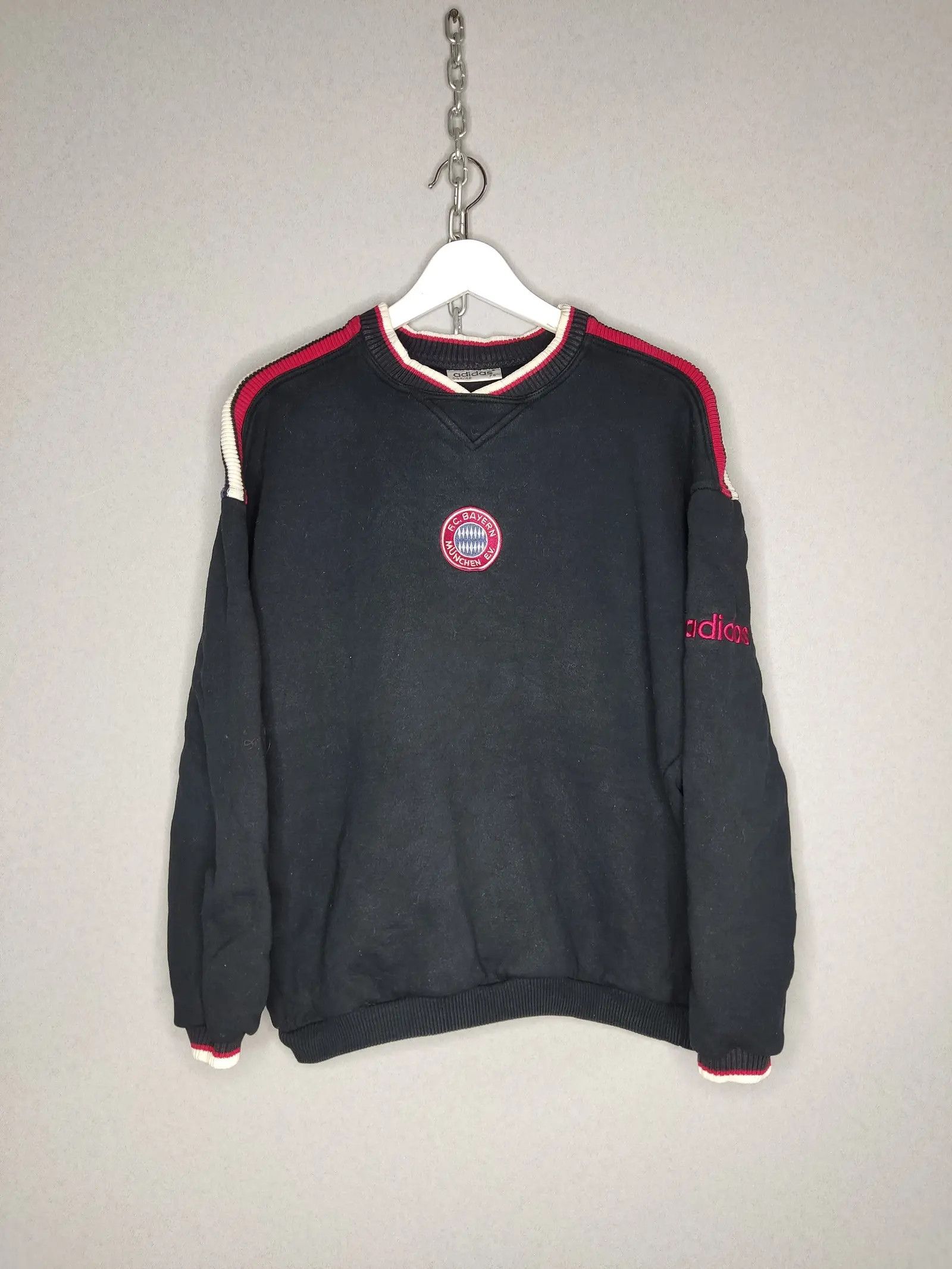 image of Blokecore Bayern Munchen Adidas Vintage Sweatshirt Football in Black, Men's (Size Small)