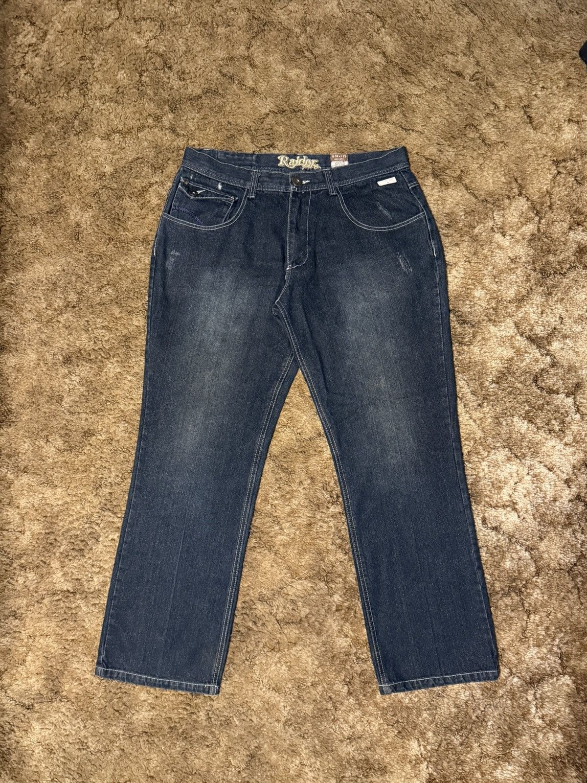 Vintage Raider Jean Co Baggy Dark Wash Embroidered Baggy Jeans 38X32 Size US 38 / EU 54 - 5 Thumbnail