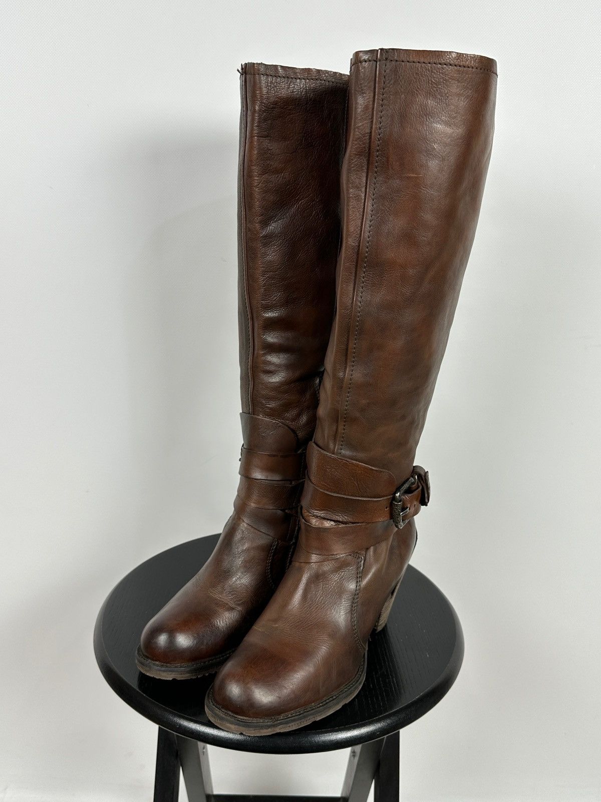 A.S.98 A.S.98. Airstep Brown Leather Knee High Boots Moto Style Size US 9 / IT 39 - 6 Thumbnail
