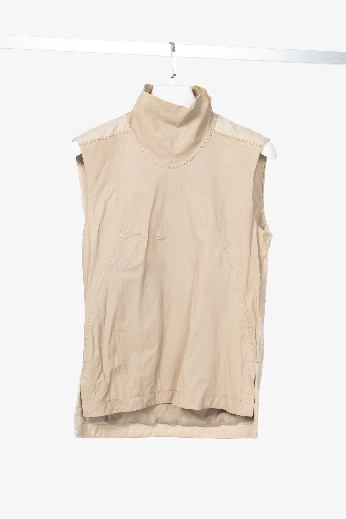 Helmut Lang Helmut Lang AW14 Beige Tilt Leather High-Neck Top Size M / US 6-8 / IT 42-44 - 1 Thumbnail