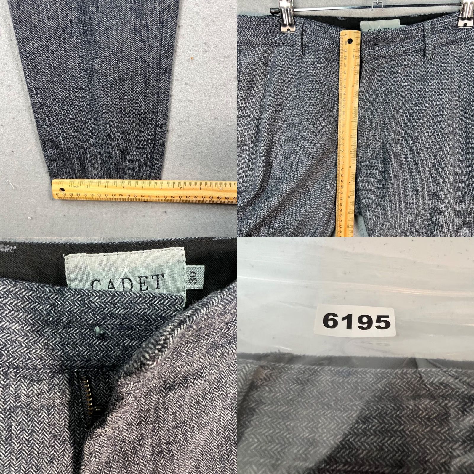 Vintage Cadet Mens Pants Dress Gray Wool Blend Herringbone 30 Inseam 31 Flat Front Slash Pocket Straight Vintage No Size US 30 / EU 46 - 8 Thumbnail
