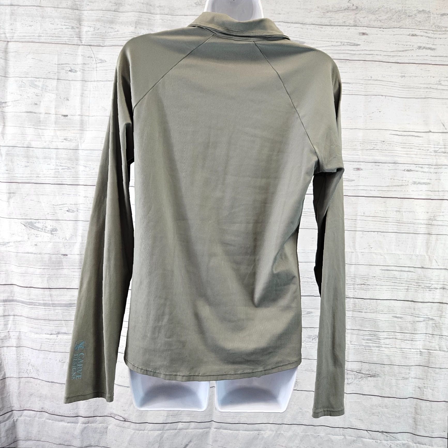 Vintage Carve Designs Womens Pullover 1/2 Zip Shirt M Olive Green Long Sleeve Casual Activewear Mens Womens Size M / US 6-8 / IT 42-44 - 4 Thumbnail