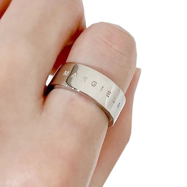 Maison Margiela !DS! FW23 Maison Margiela Text Logo Polished Palladio Ring Size ONE SIZE - 5 Thumbnail
