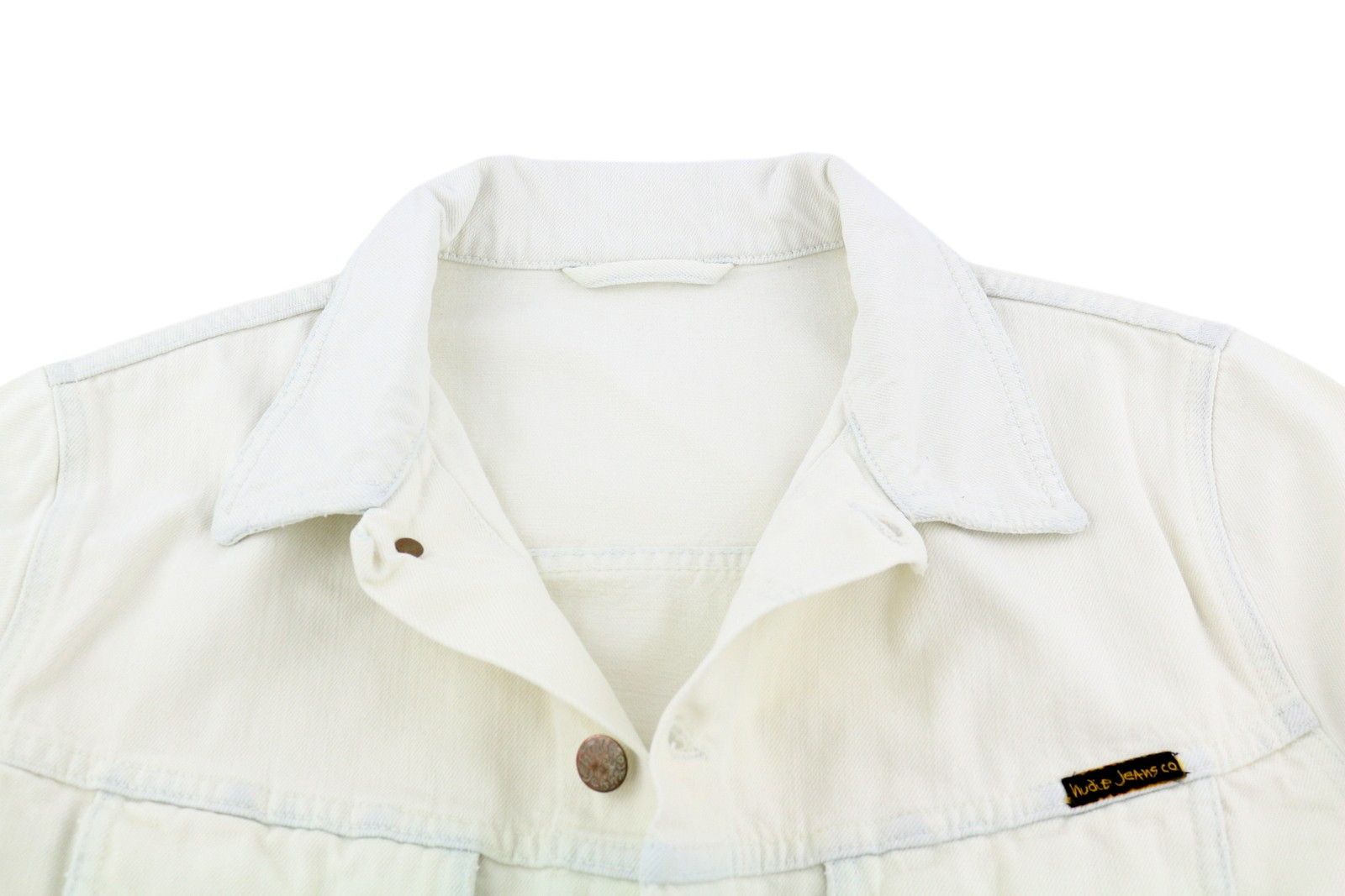 Nudie Jeans TERRY L Denim White Extreme Bleach Polo Jacket 83696 Size US L / EU 52-54 / 3 - 4 Thumbnail