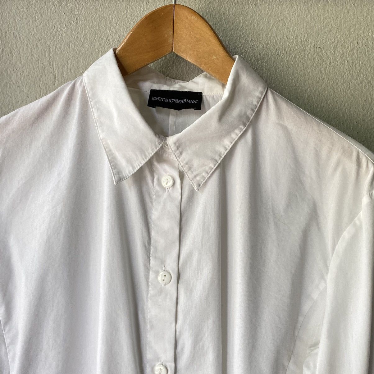 Emporio Armani EMPORIO ARMANI White Ruffle Cuff Fitted Shirt Size M / US 6-8 / IT 42-44 - 12 Thumbnail