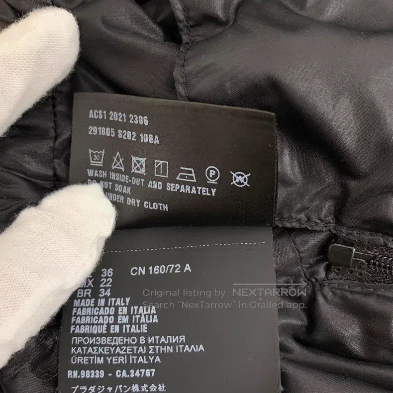 Prada Prada 21 black logo triangle stand-up collar down jacket Size XXS / US 00 / IT 34 - 7 Thumbnail