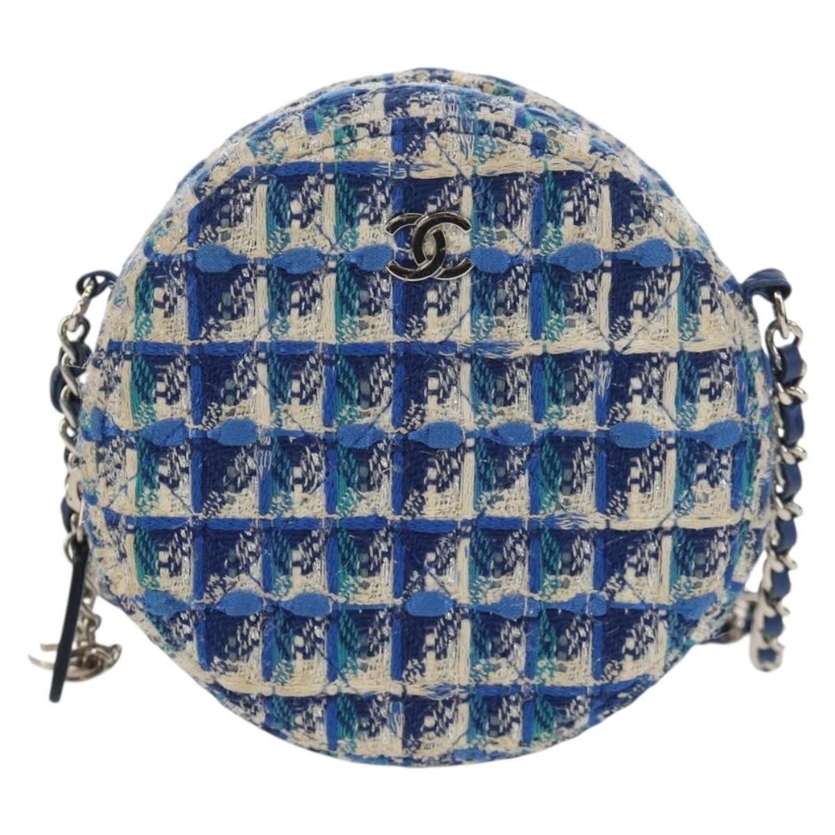 Chanel Chanel Lifesaver Round Clutch with Chain Quilted Tweed Size ONE SIZE - 1 Thumbnail