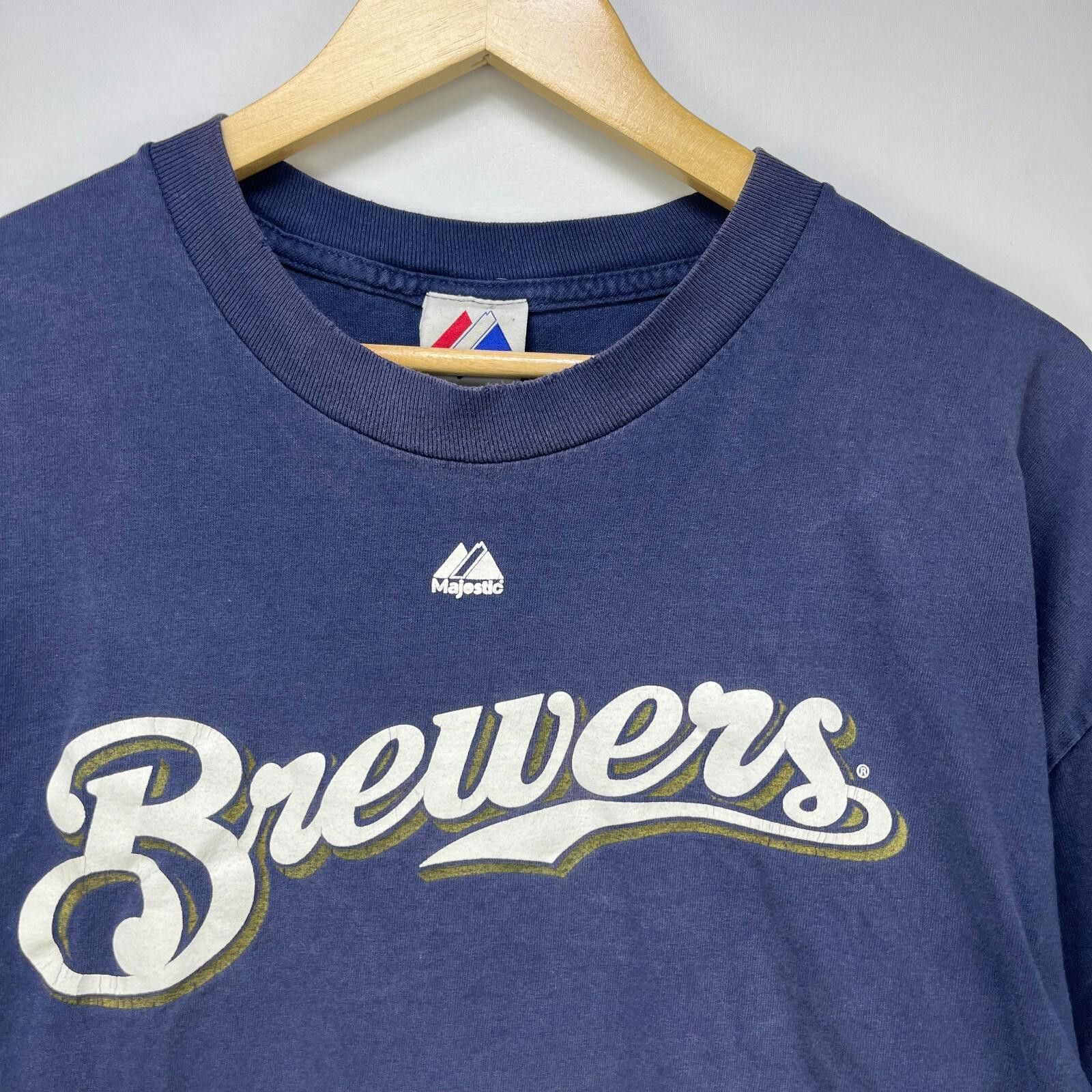 Majestic Vintage Majestic Milwaukee Brewers Braun Faded T Shirt XL Size ONE SIZE - 3 Thumbnail
