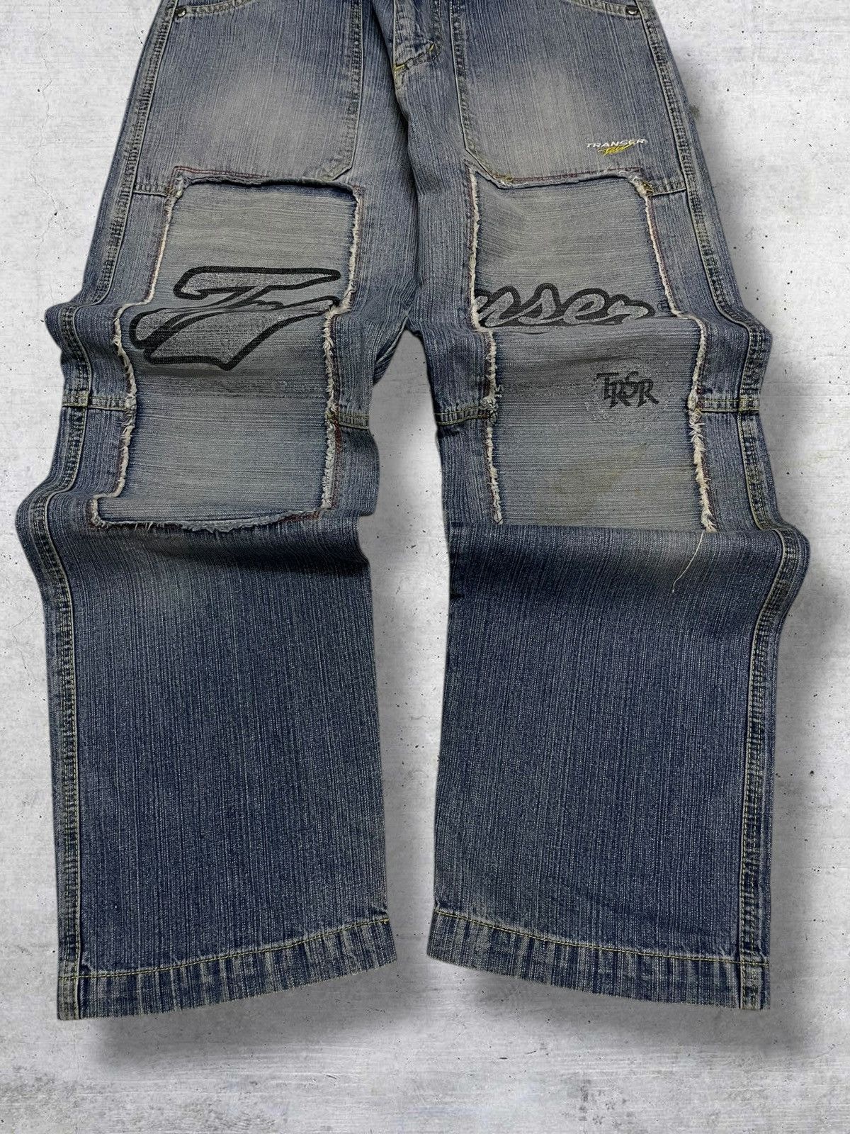 Japanese Brand VINTATE TRANSER Y2K JAPAN DESIGNER BAGGY DOUBLE KNEE DENIM Size US 28 / EU 44 - 3 Thumbnail