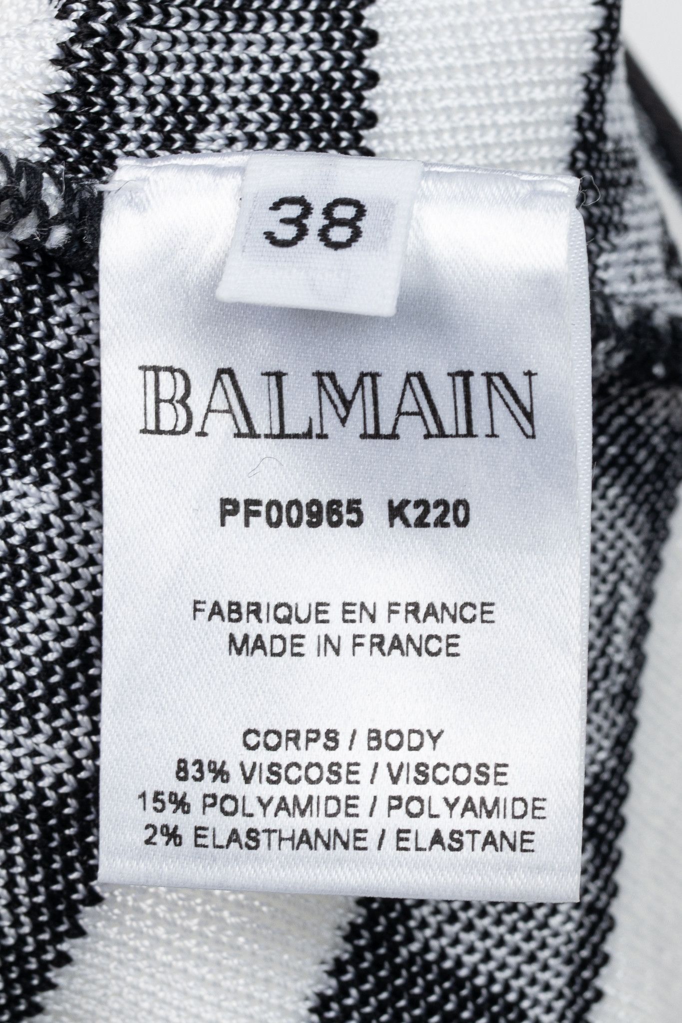 Balmain Balmain Black & White Knit All-Over Logo-Stripe Bodysuit Size M / US 6-8 / IT 42-44 - 7 Thumbnail