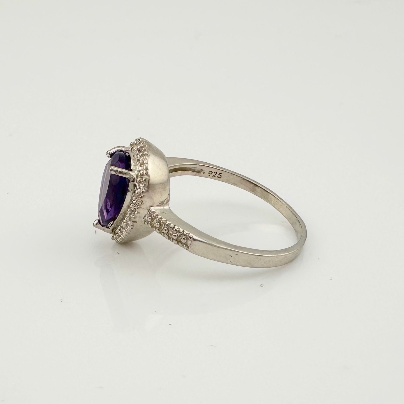 2.24 Carat Natural Amethyst Ring Size 8.25 - Sterling SIlver