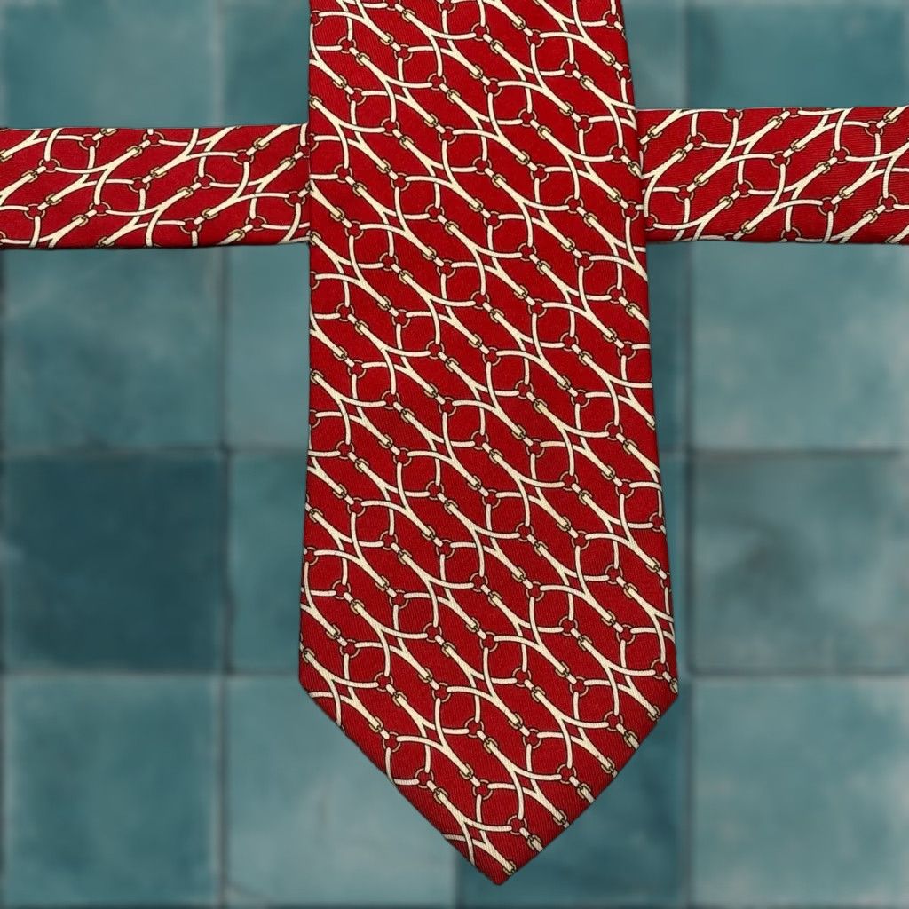 Brooks Brothers Brooks Brothers Makers Equestrian AOP Red Yellow Mens 58" Silk USA Made Neck Tie Size ONE SIZE - 1 Thumbnail