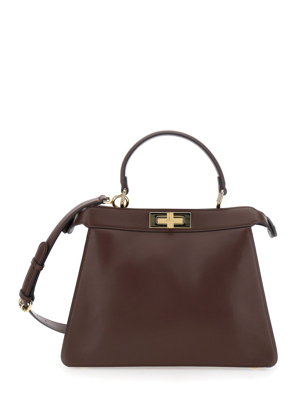 Fendi 'Peekaboo I See You' Brown Handbag with Claw Closure and Sequins Embroidery Inside in Leather Woman Size ONE SIZE - 1 Thumbnail