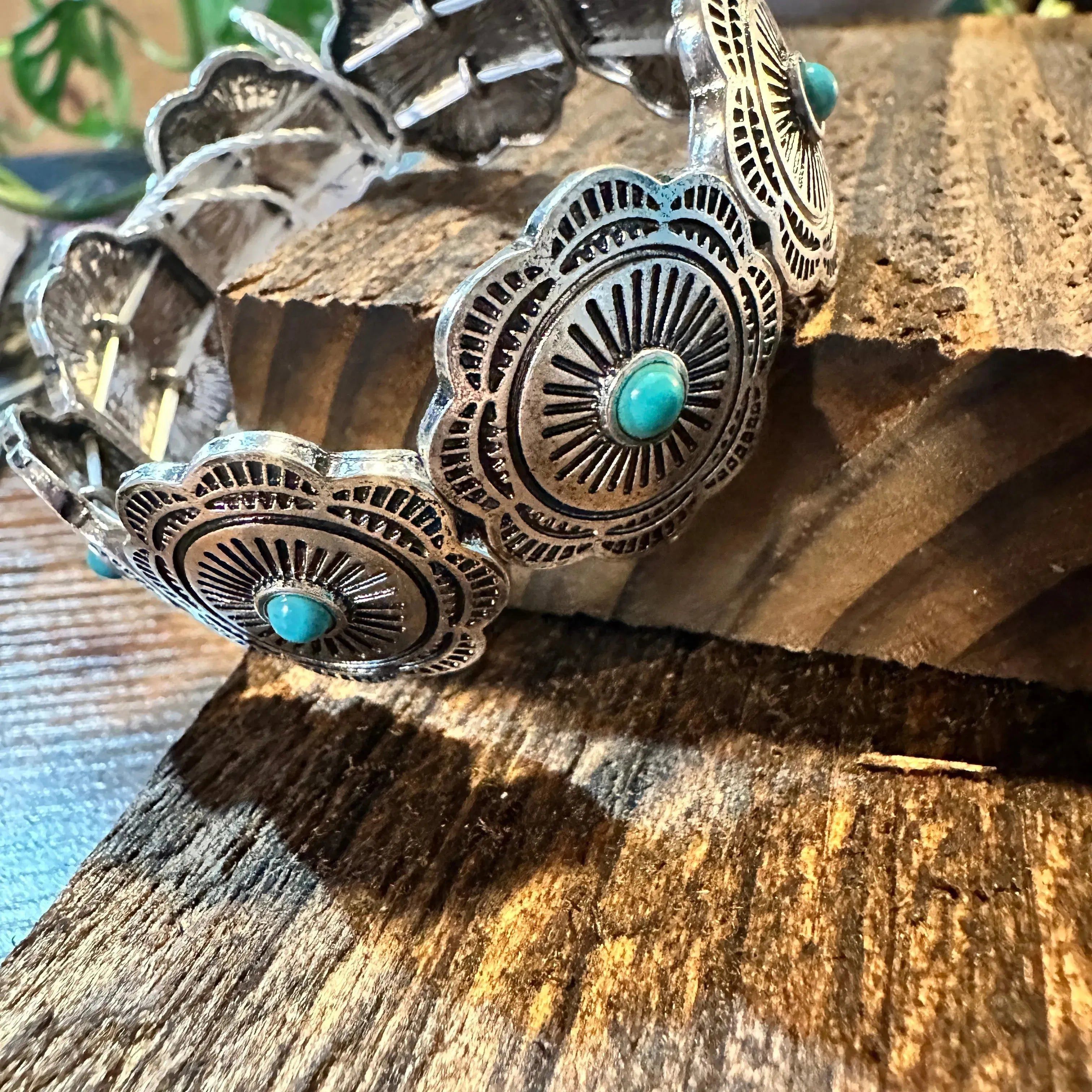 Other Handcrafted Boho Cowgirl Bracelet, Western Turquoise Floral Size ONE SIZE - 6 Thumbnail