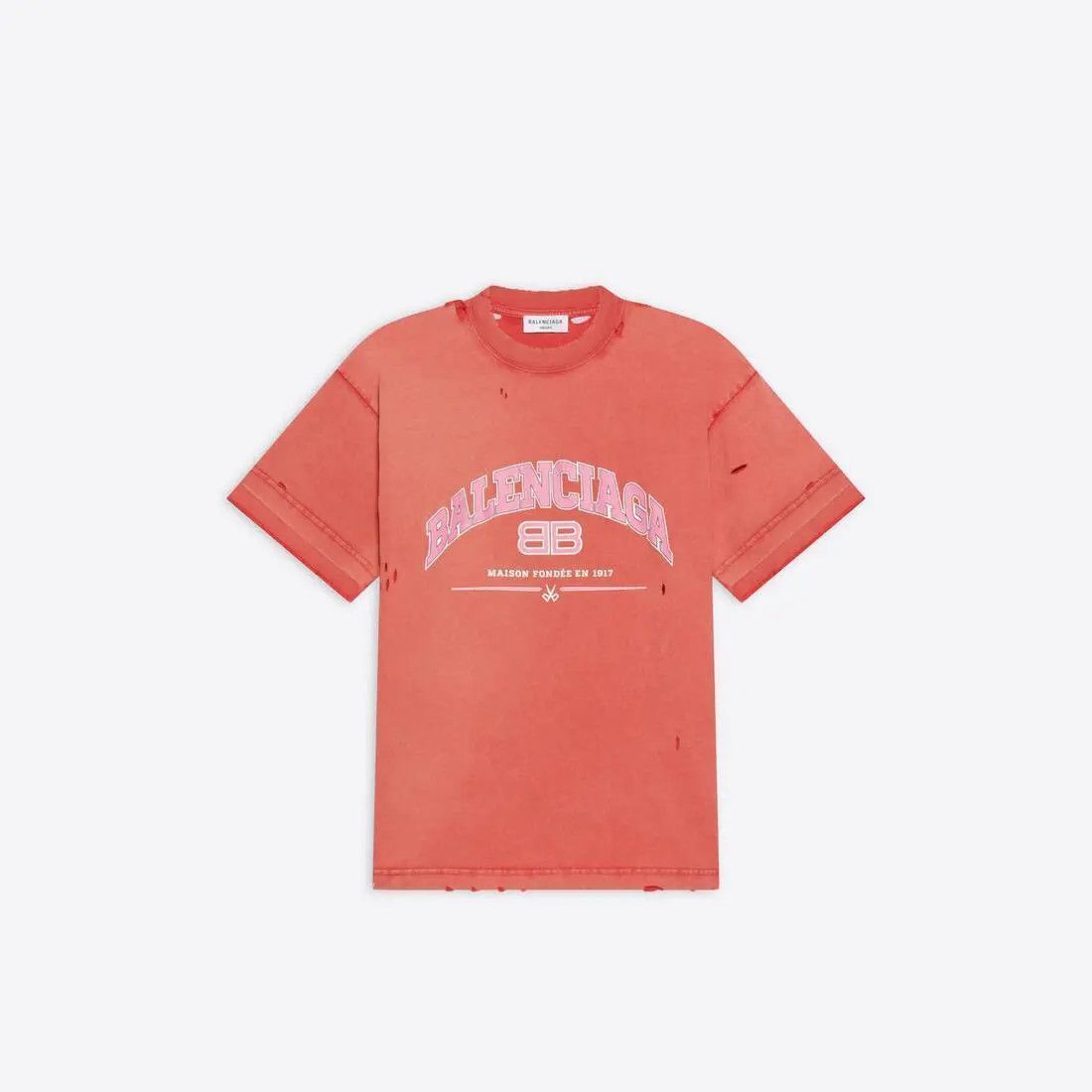 image of O1Mt1Gz0524 Maison Balenciaga Medium Fit T-Shirt In Red, Men's (Size Small)