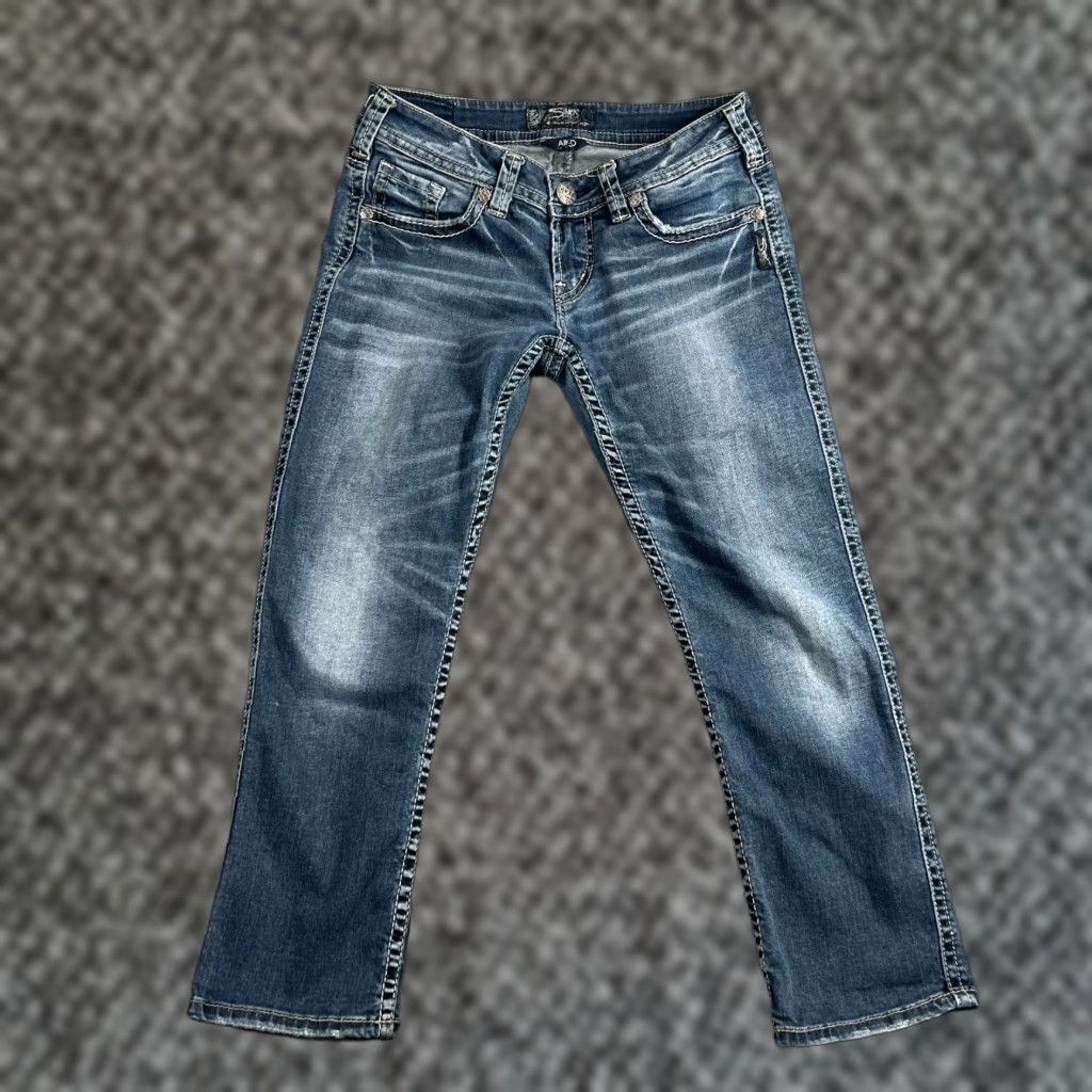Silver Jeans Co. Silver Jeans Aiko Women's Capri Jeans Blue Stone Wash Low Rise 27 Size 27" / US 4 / IT 40 - 1 Thumbnail