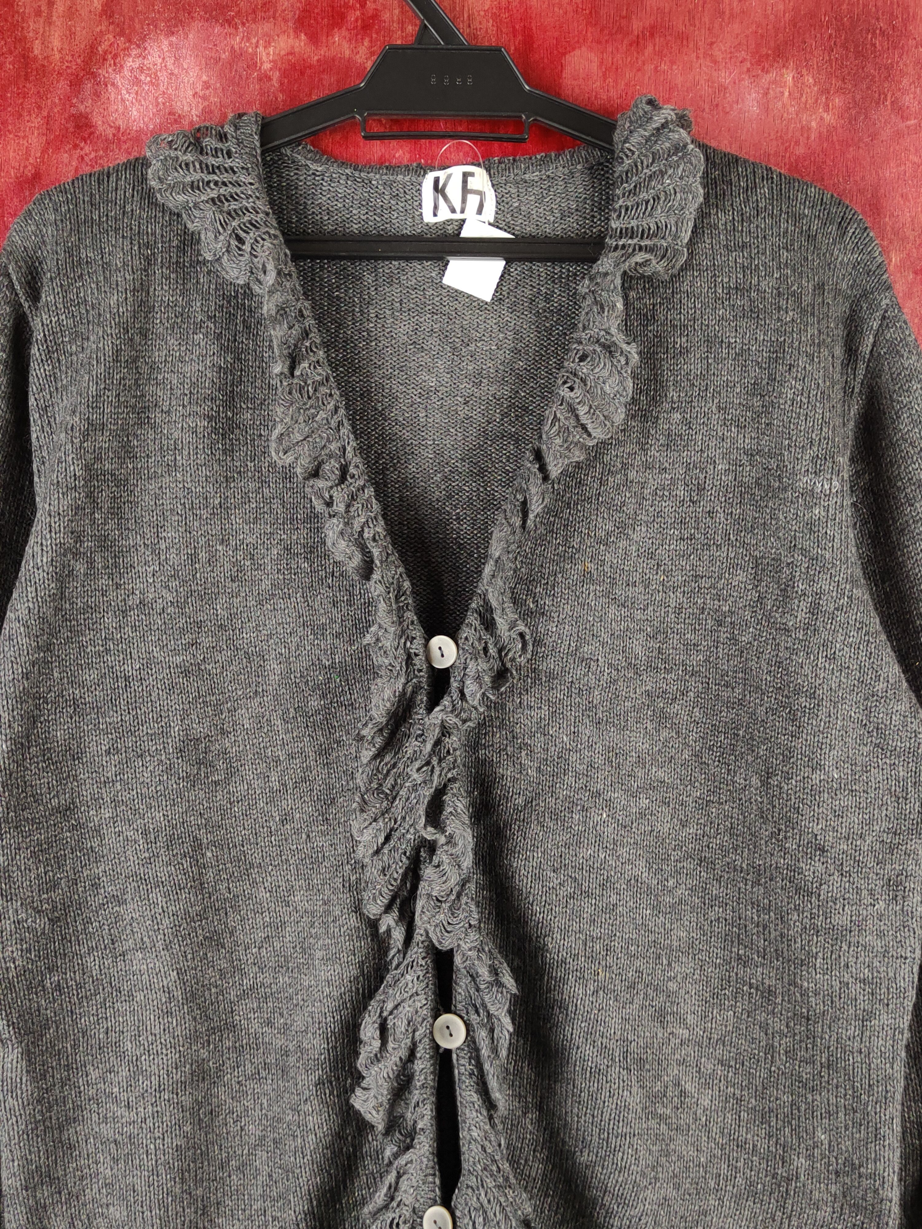 Japanese Brand Kh Dark Gray vintage Knitwear Cardigan #S2379 Size L / US 10 / IT 46 - 2 Thumbnail