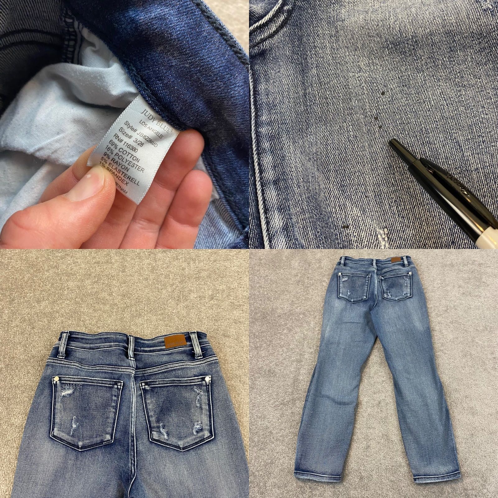 Denime Judy Blue Boyfriend Fit Jeans Womens 3/26 Medium Blue Distressed Denim Pants Size 26" / US 2 / IT 38 - 8 Thumbnail