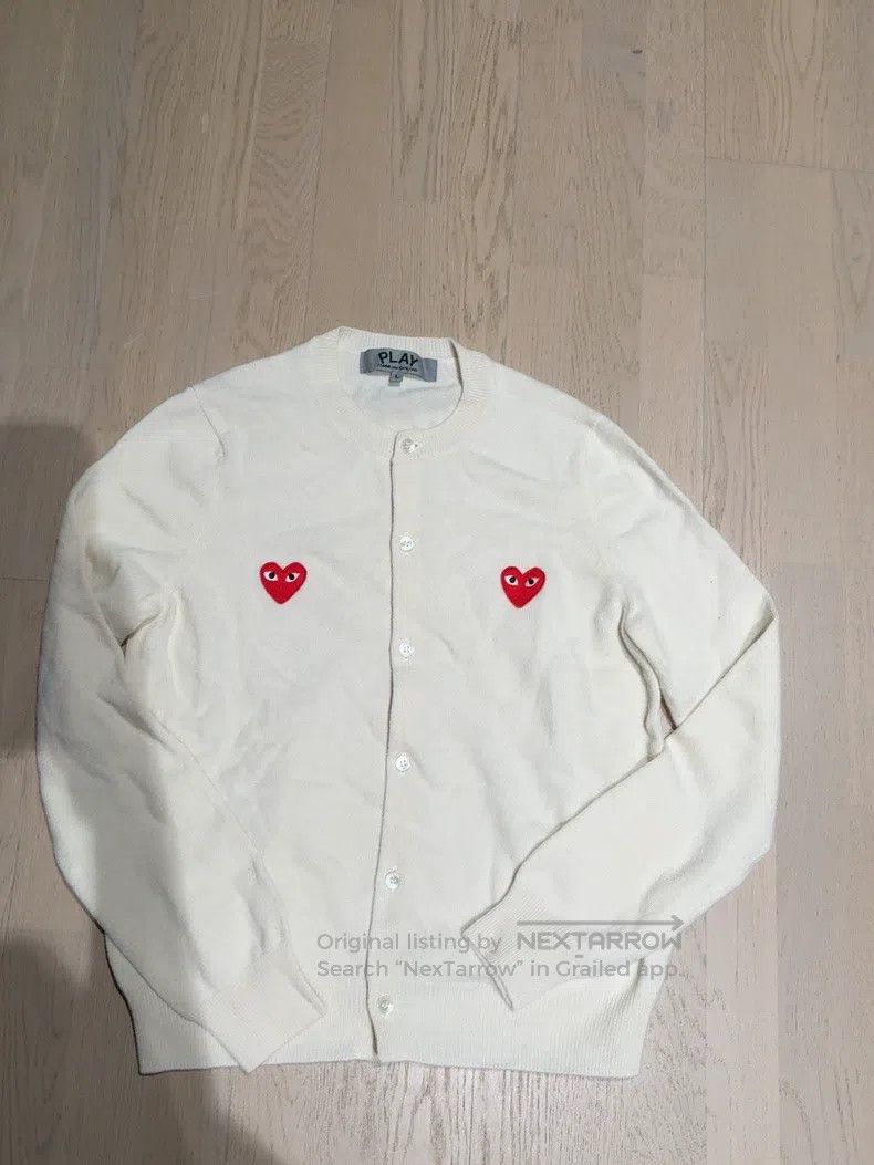 Comme des Garcons Comme Des Garcons Double Heart Full Wool Cardigan Size L / US 10 / IT 46 - 1 Thumbnail