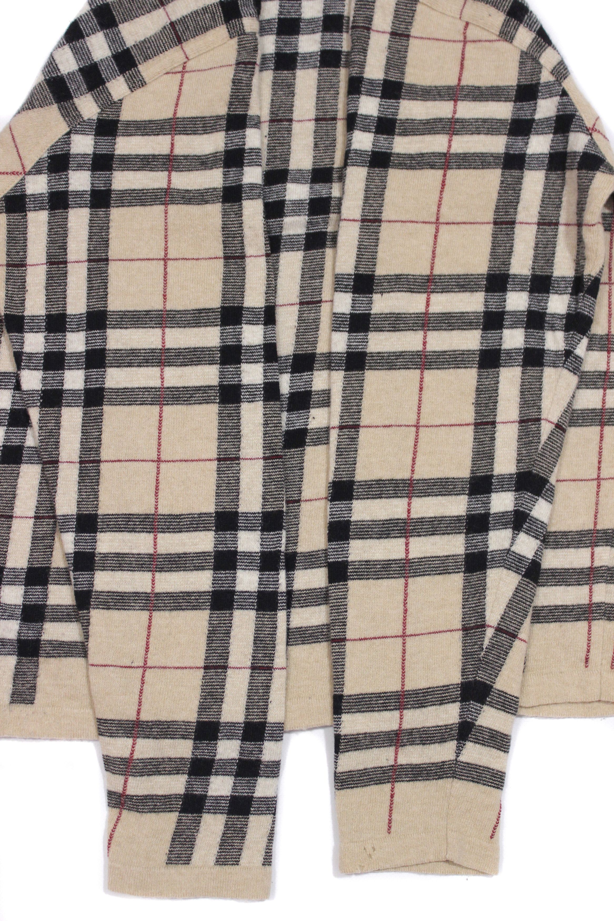 Burberry 00S Nova Check Distressed Wool Knit Vintage Size US XL / EU 56 / 4 - 7 Thumbnail