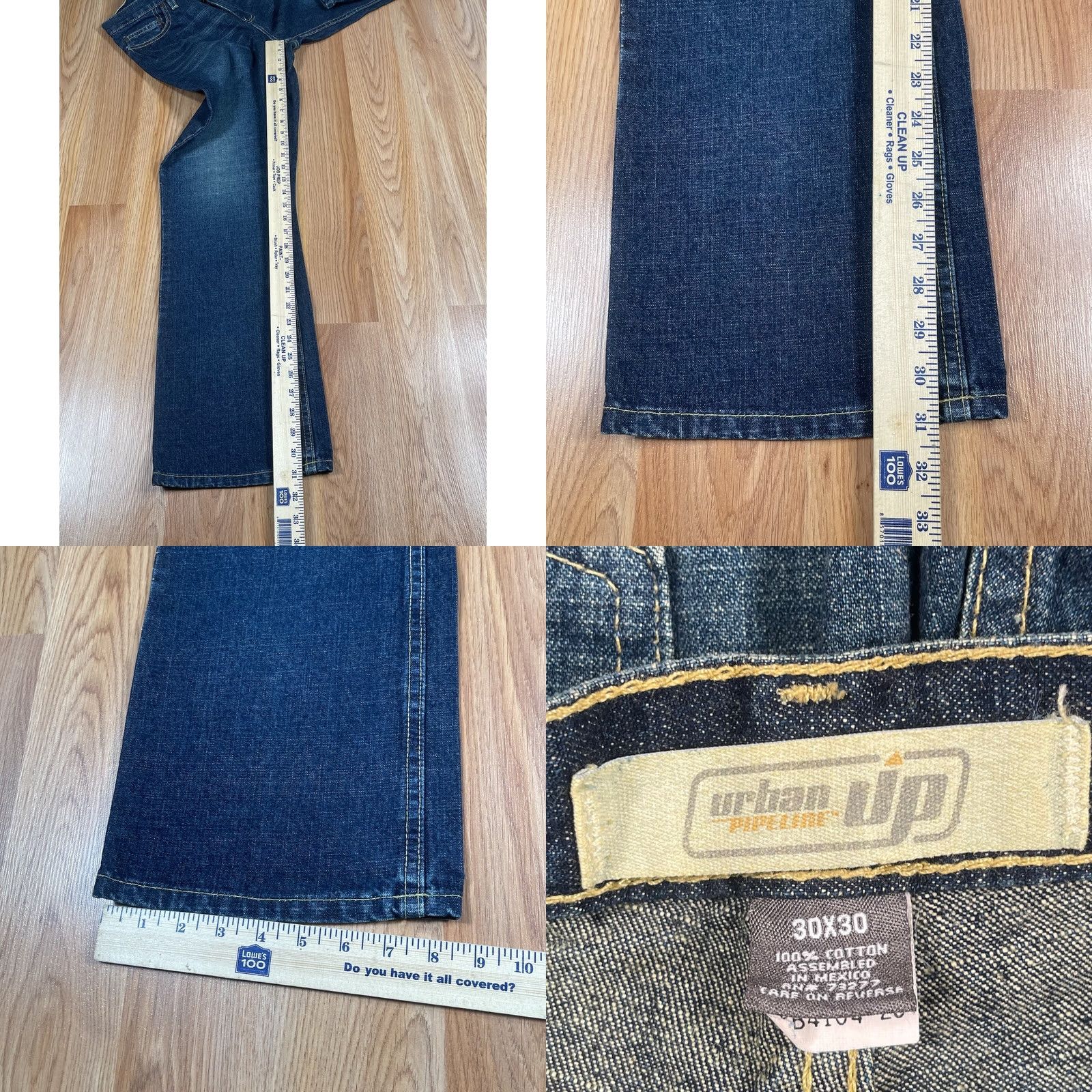 Vintage Urban Up Jeans Mens 30Wx30L Low Rise Straight Leg Blue Denim Pants 100% Cotton 5 Pockets Belt Loops Size US 30 / EU 46 - 8 Thumbnail