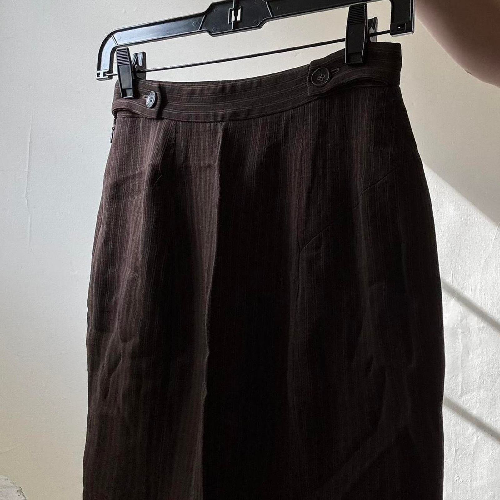 Gucci Vintage Gucci 90s Brown Pinstripe Above Knee Skirt 42 Size 26" / US 2 / IT 38 - 3 Thumbnail
