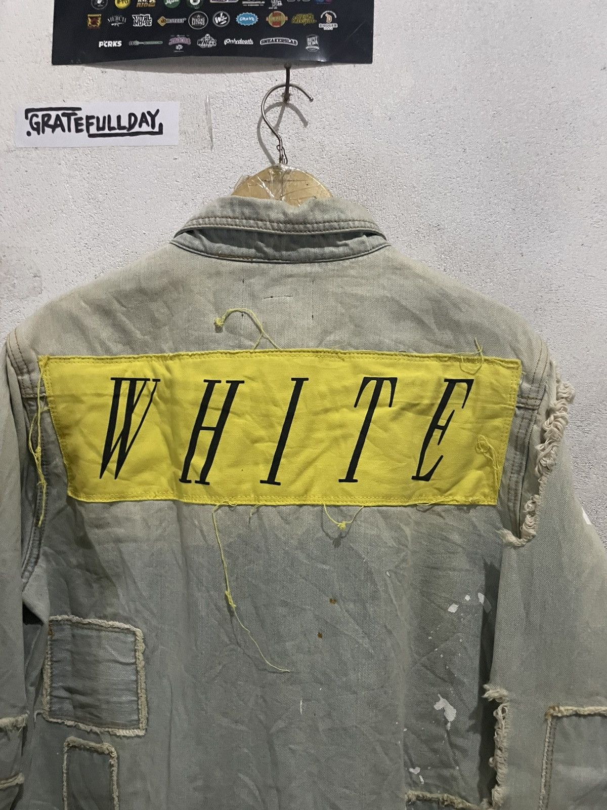 Japanese Brand Off-White Diagonal Denim Disstressed Shirt Jacket Gothic Size US XL / EU 56 / 4 - 8 Thumbnail