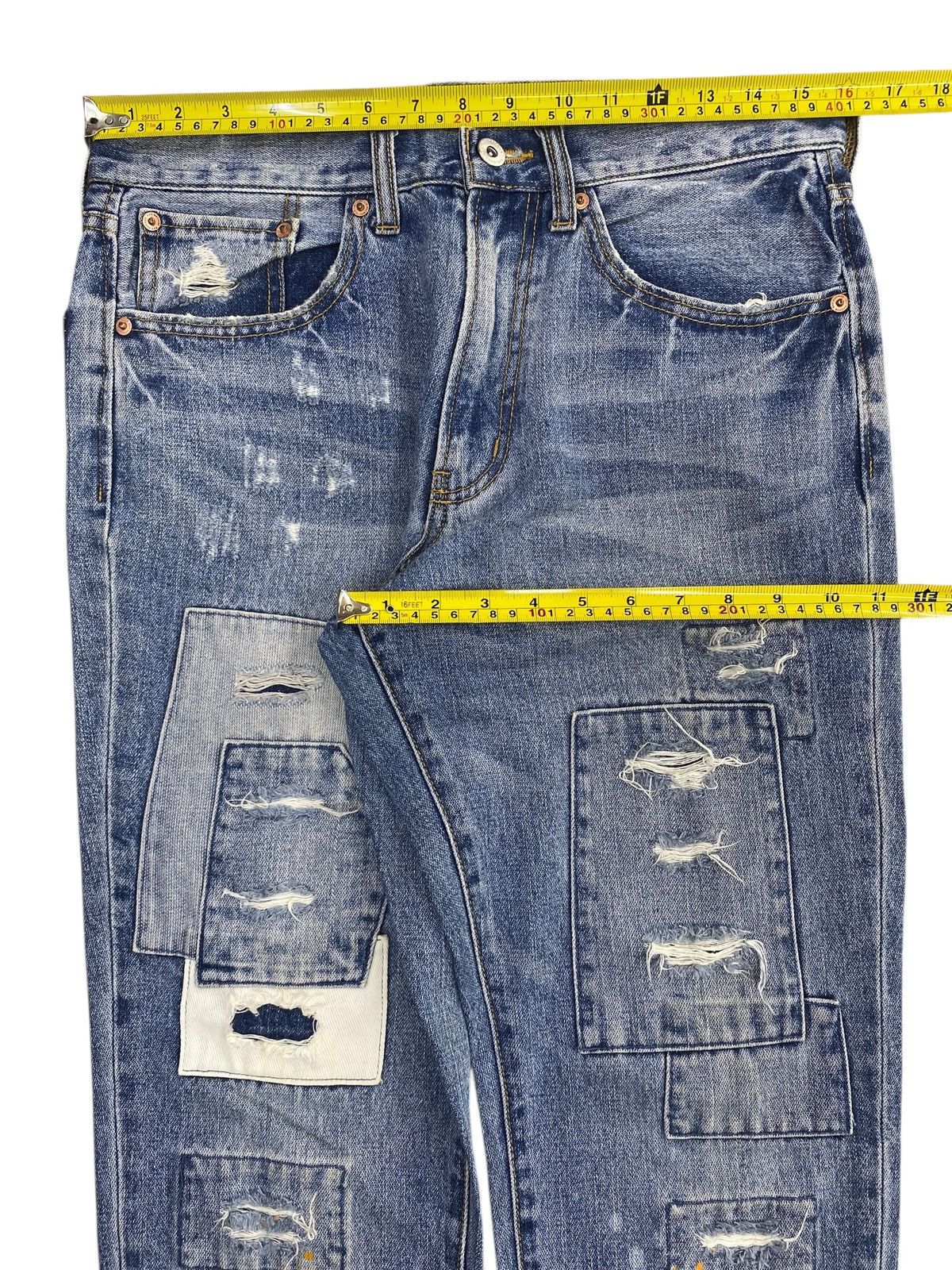 Japanese Brand Japanese Brand Acid Blue Wash Style Patchwork Jeans Size US 32 / EU 48 - 5 Thumbnail