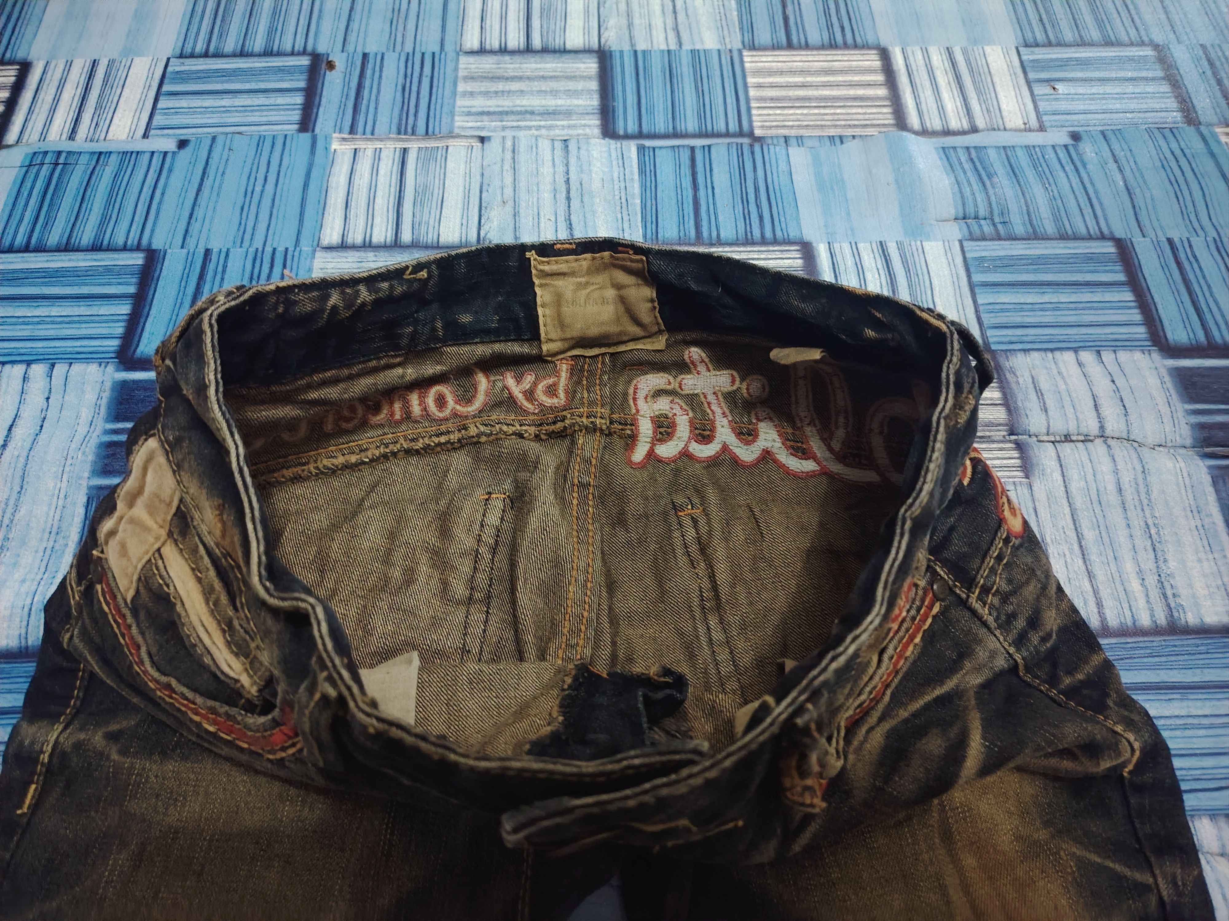 If Six Was Nine Rare Lolita Flared jeans Embroidered Distressed Jean Mudwash Size US 30 / EU 46 - 6 Thumbnail