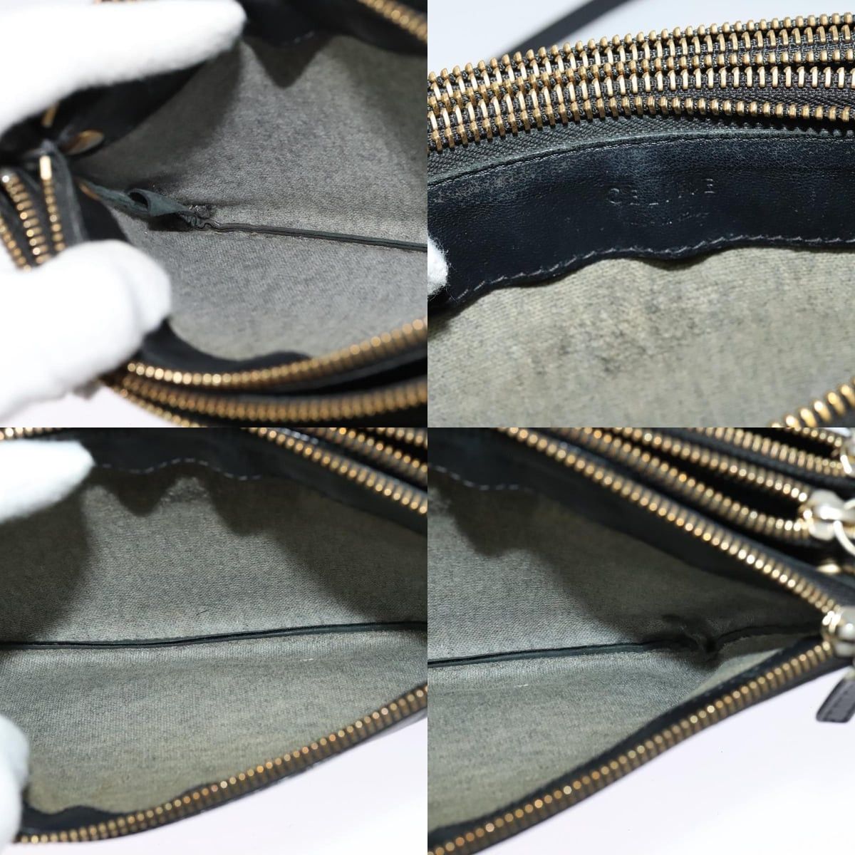 Celine CELINE Trio Shoulder Bag Leather Black Gold Size ONE SIZE - 13 Thumbnail