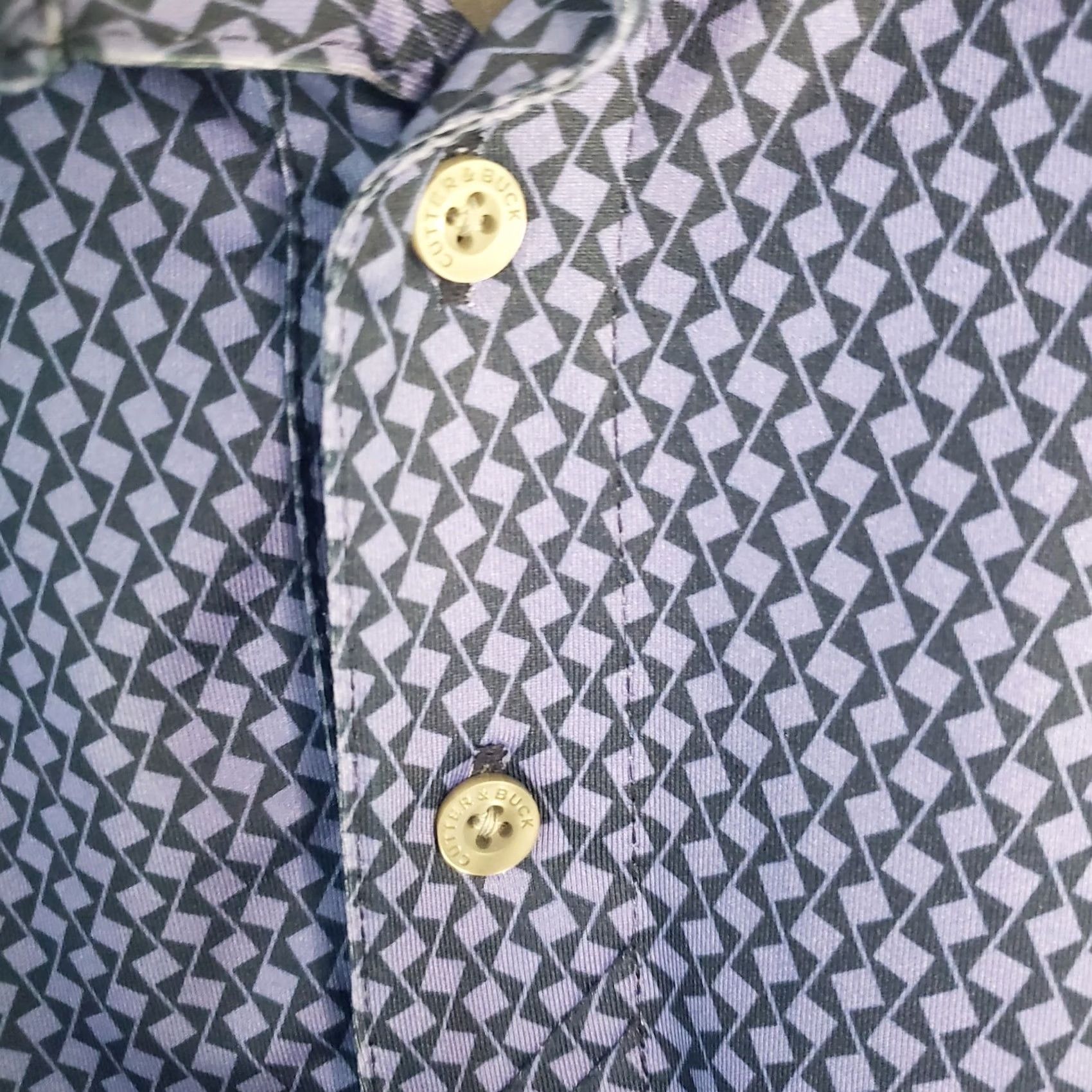 Cutter & Buck Cutter & Buck Men XXL Purple Black Geometric Print Golf Polo Shirt Callawassie Size US XXL / EU 58 / 5 - 7 Thumbnail