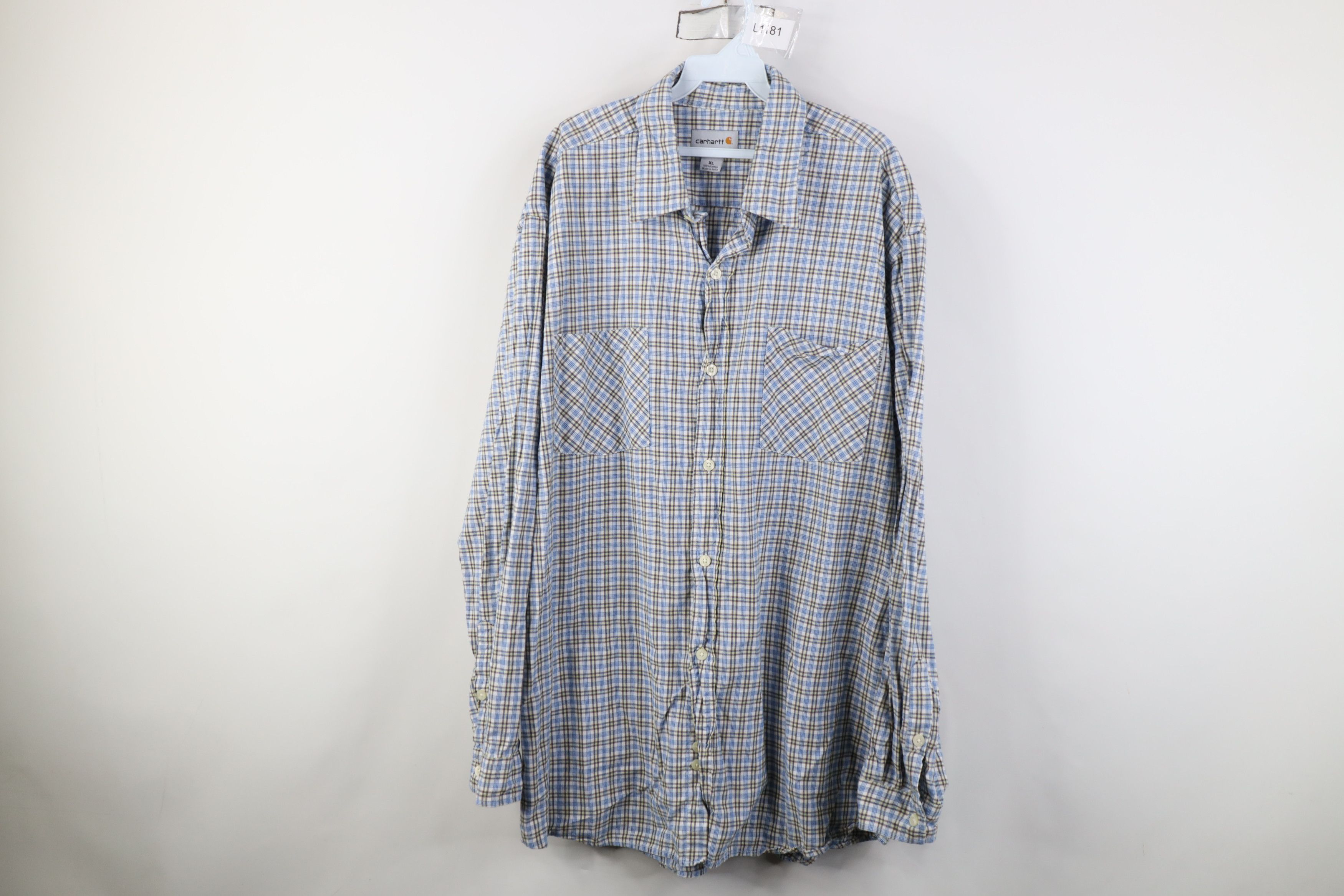 Carhartt Vintage Y2K Carhartt Lightweight Button Shirt Blue Plaid Size US XL / EU 56 / 4 - 1 Thumbnail
