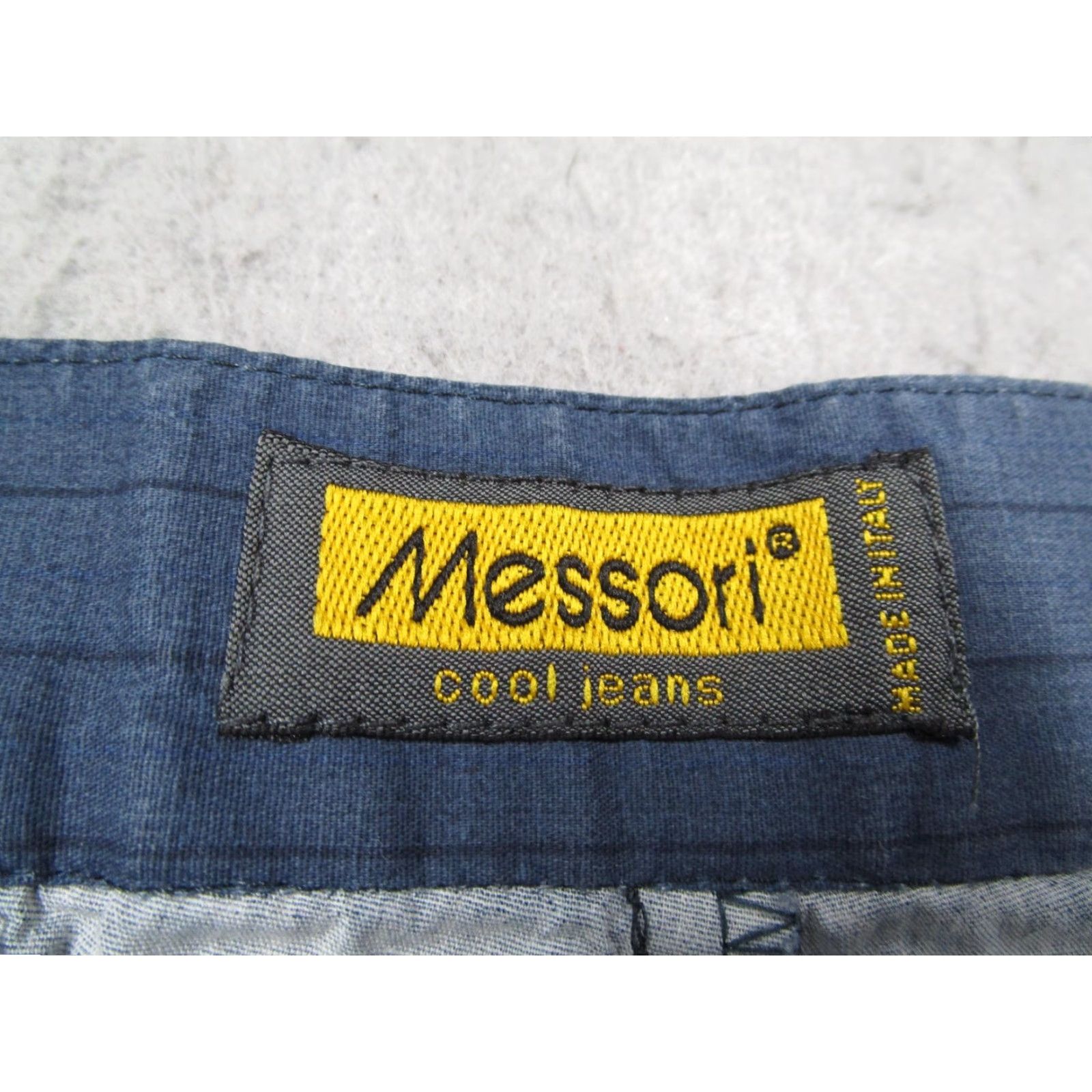 Vintage VINTAGE Messori Pants Mens EU 52 Blue Pinstripe Made in Italy Cotton Stretch Trousers 32x34 Regular Straight Front Zip Pockets 5-Pocket Design Mens Size US 36 / EU 52 - 3 Thumbnail