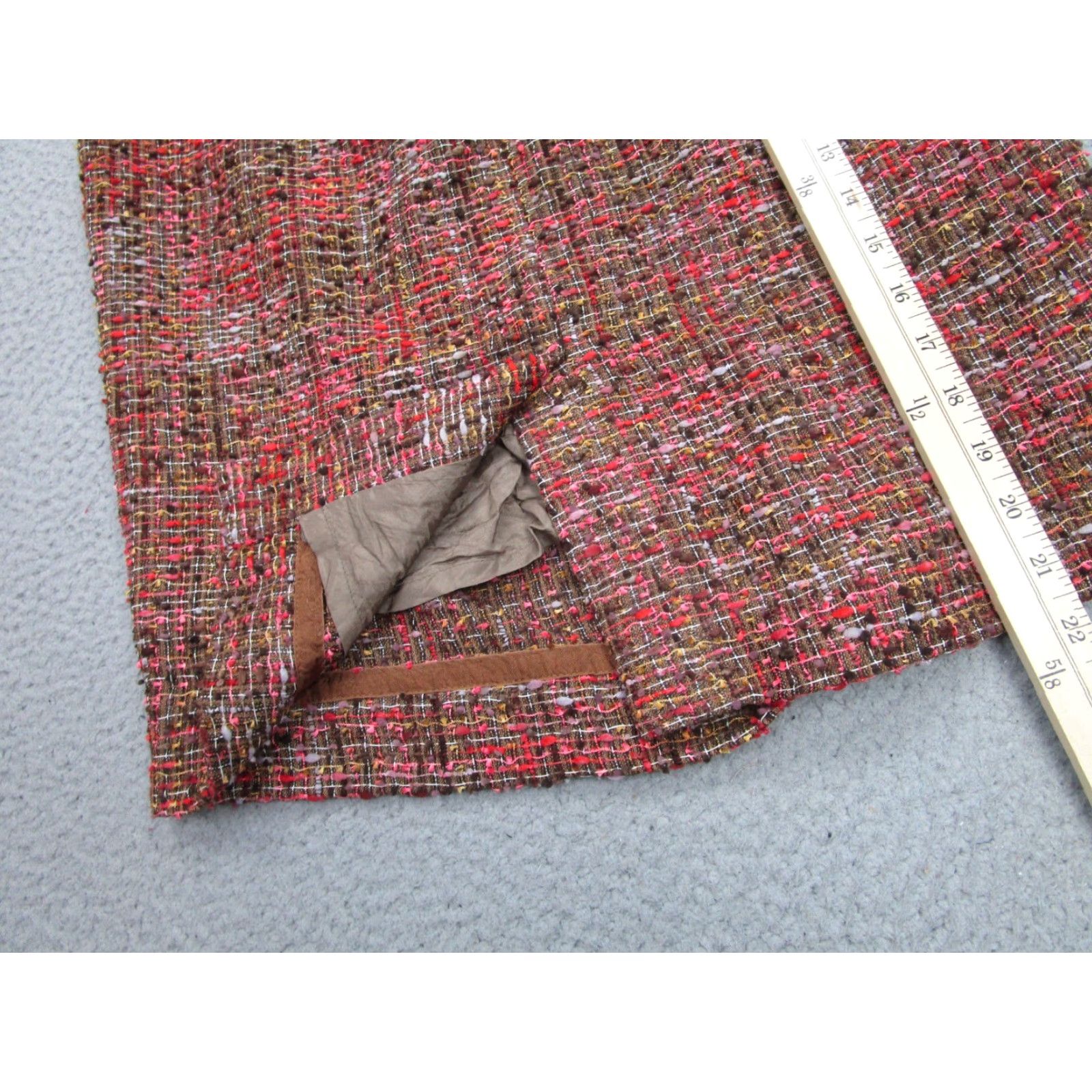 J.Crew J.CREW Pencil Skirt 6 Brown Red Pink Plaid Workwear Business Preppy Womens Knee Length Zipper Lined Tweed Polyester Size 28" / US 6 / IT 42 - 4 Thumbnail