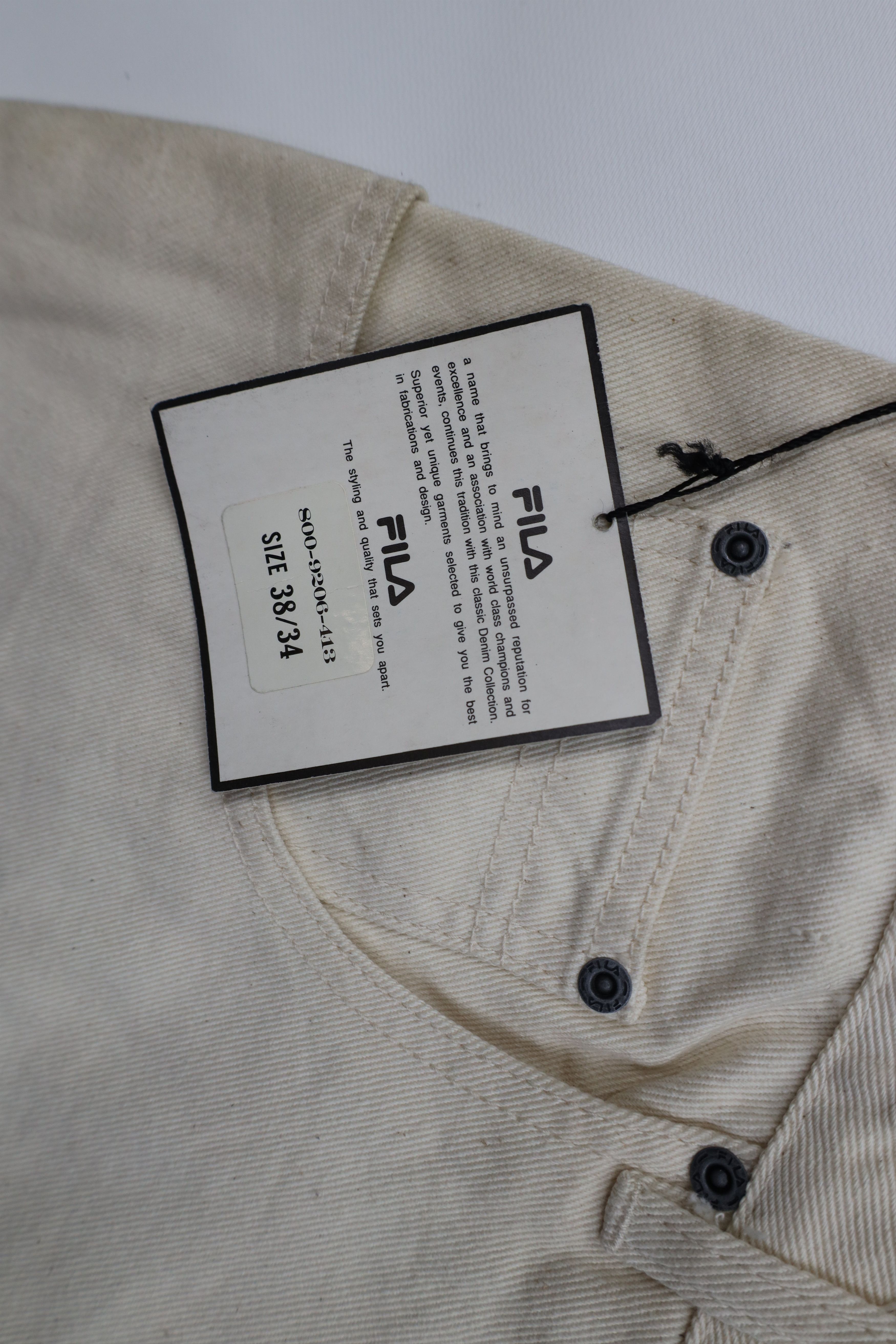 Fila Deadstock Vintage 90s Fila Baggy Skateboard Jeans Cream Size US 38 / EU 54 - 10 Thumbnail