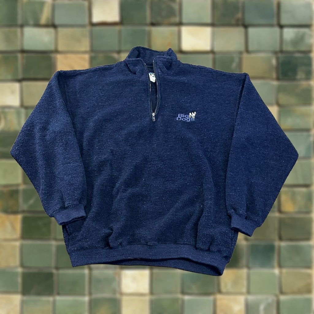 Big Dogs Big Dogs Vintage Fleece Pullover Sweatshirt Adult Large Navy Blue 1/4 Zip Dog Mens Size US L / EU 52-54 / 3 - 1 Thumbnail