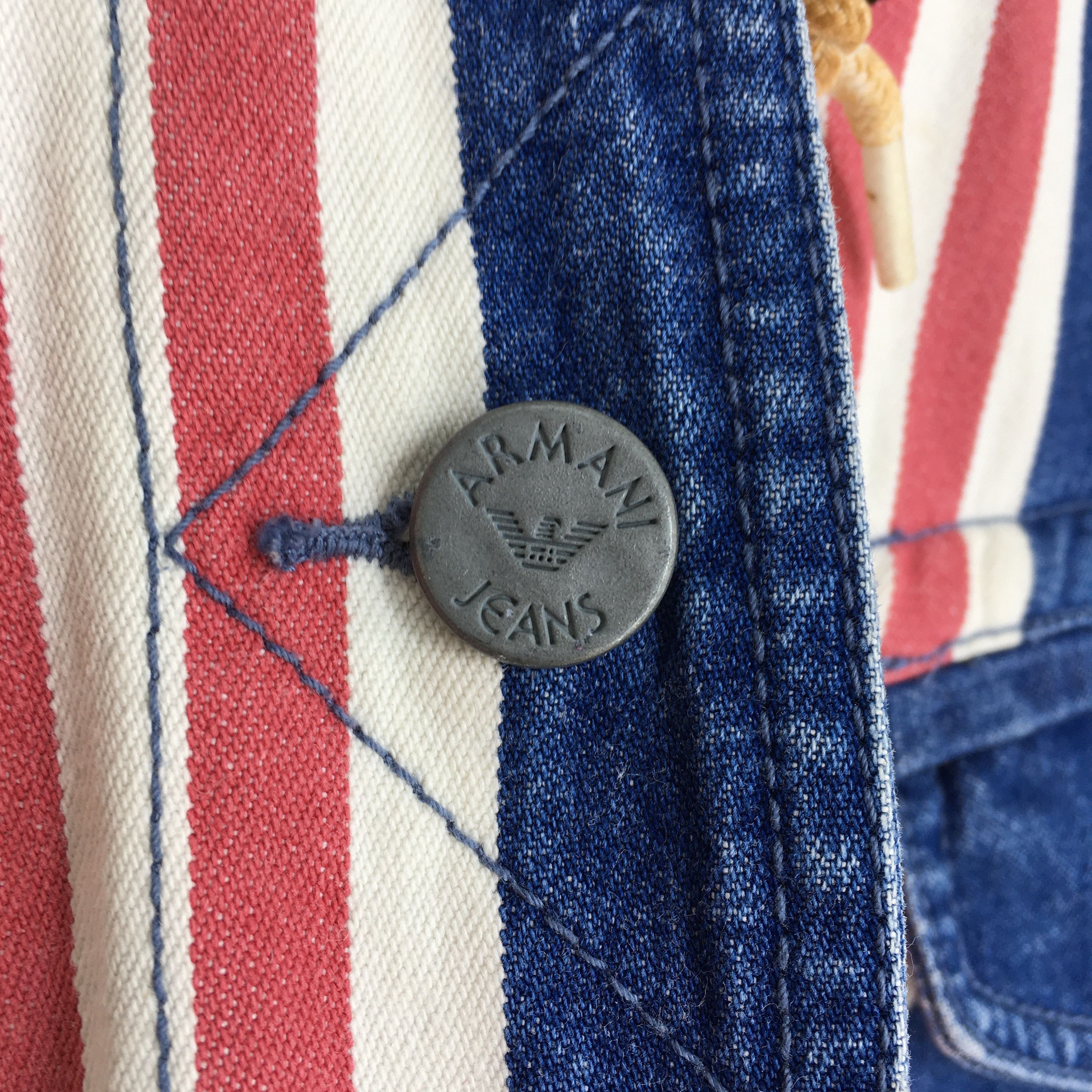 Armani Vintage 90's Armani Jeans Denim Trucker Jacket Hoodie Large Size US L / EU 52-54 / 3 - 5 Thumbnail