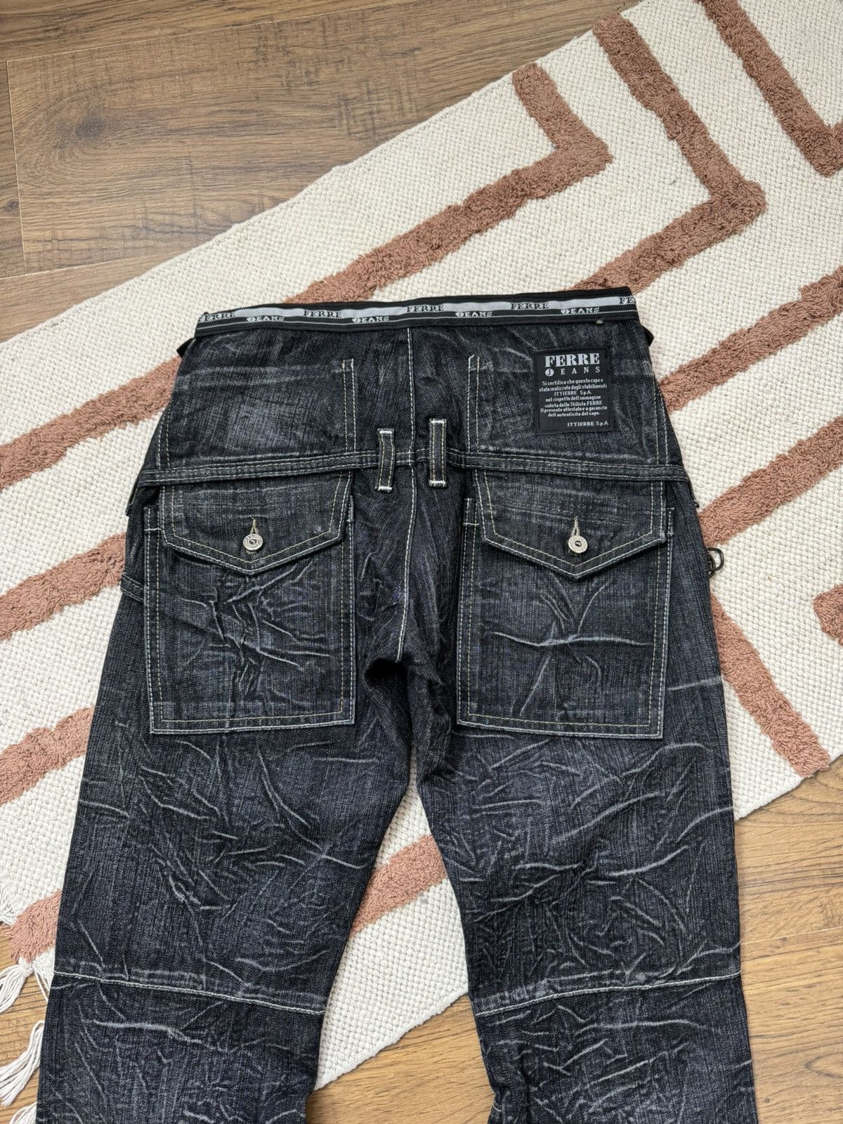 Gianfranco Ferre FERRE Y2K OPIUM STYLE WASHED BONDAGE DENIM PANTS Size 26" / US 2 / IT 38 - 10 Thumbnail