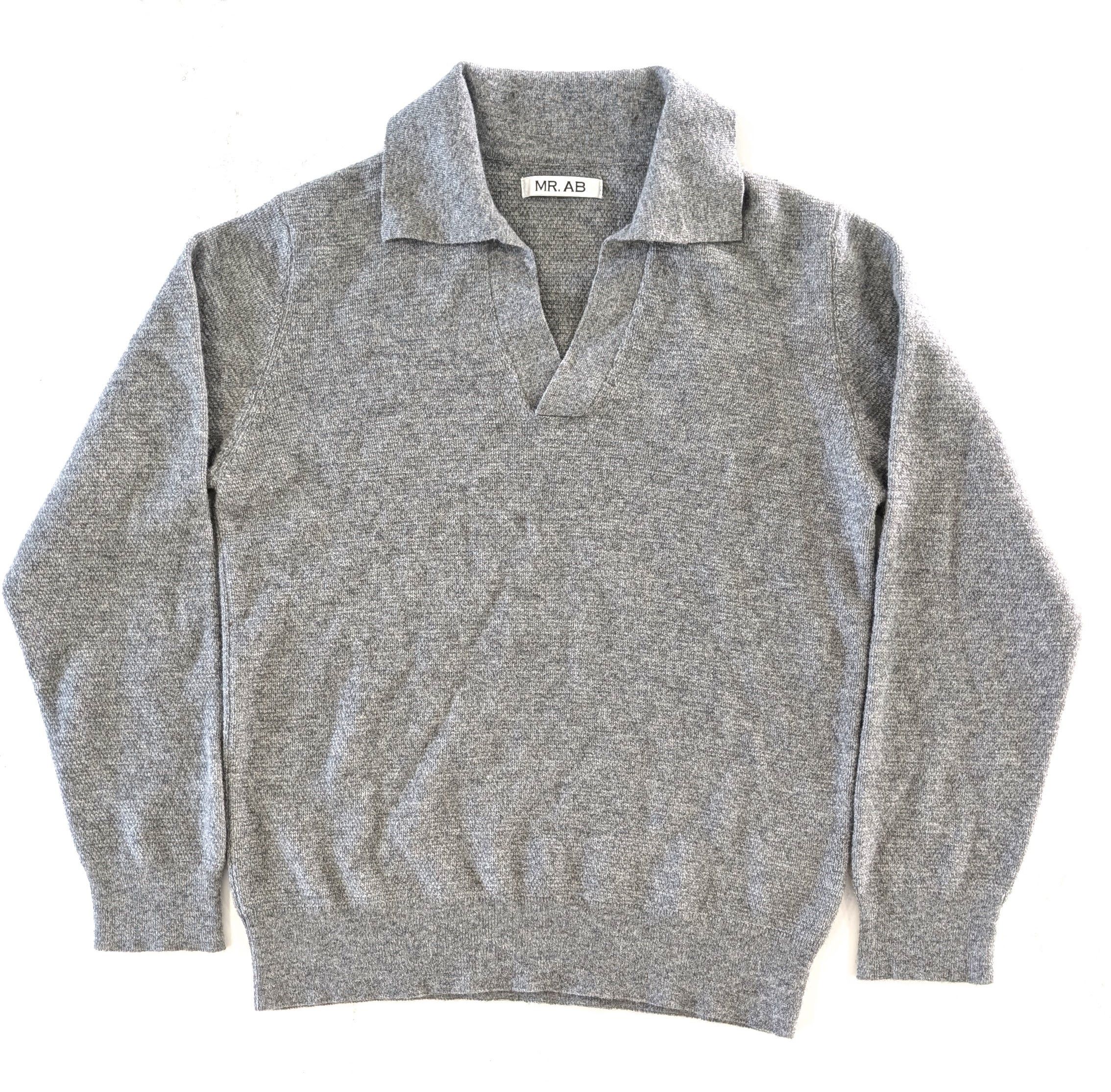 Other Mr AB Wool Tricot Polo Shirt Grey Large Cashmere Blend Size US L / EU 52-54 / 3 - 1 Thumbnail
