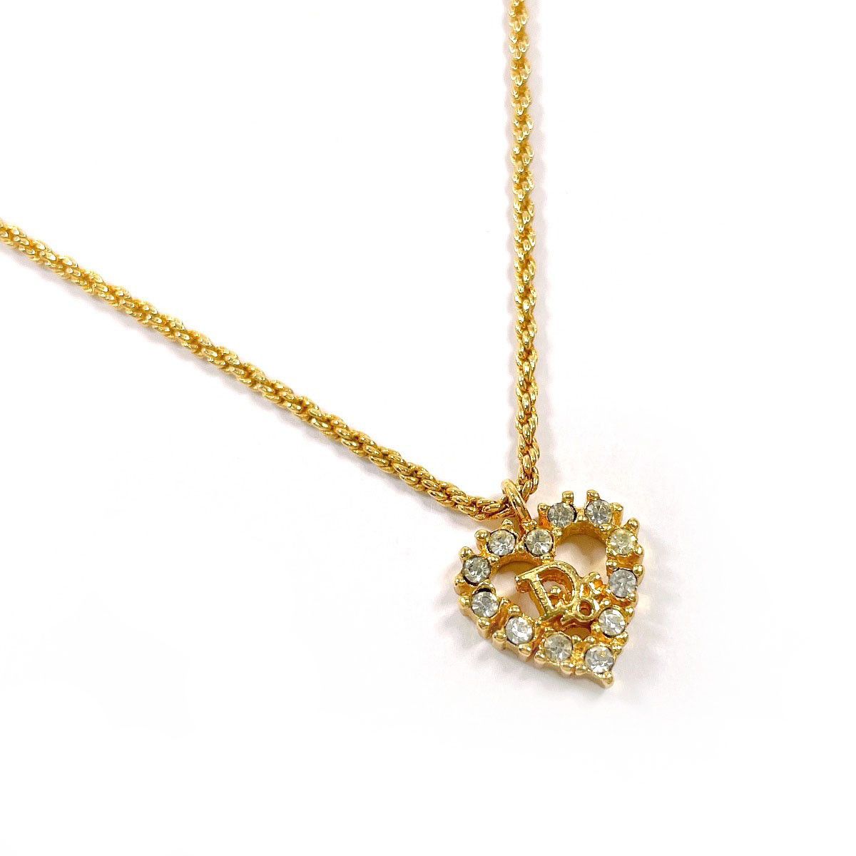 Dior Dior Christian Dior Heart Logo Rhinestone Necklace Metal Necklace DUTY FREE for USA Size ONE SIZE - 1 Thumbnail