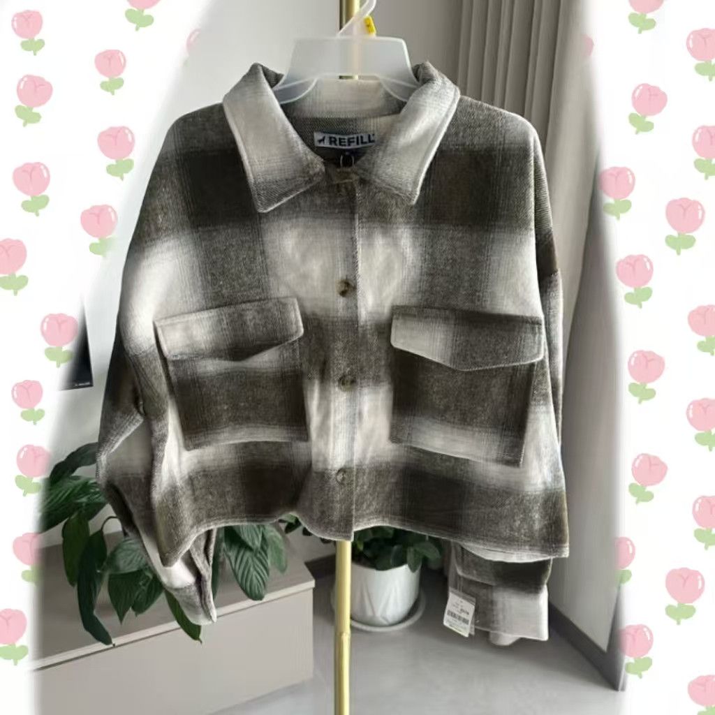 Vintage etro Olive Green Gradient Plaid Wool Blend Shirt Jacket Size US M / EU 48-50 / 2 - 4 Thumbnail