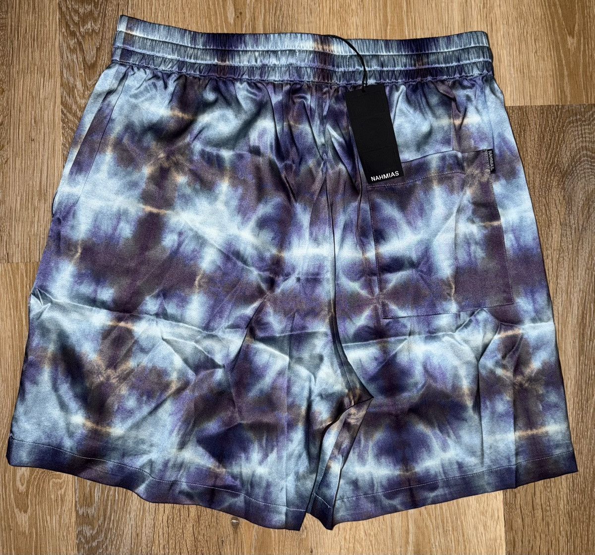 Nahmias Nahmias Tie-Dye Stretch-Silk Shorts - Blue LARGE Size US 33 - 2 Thumbnail