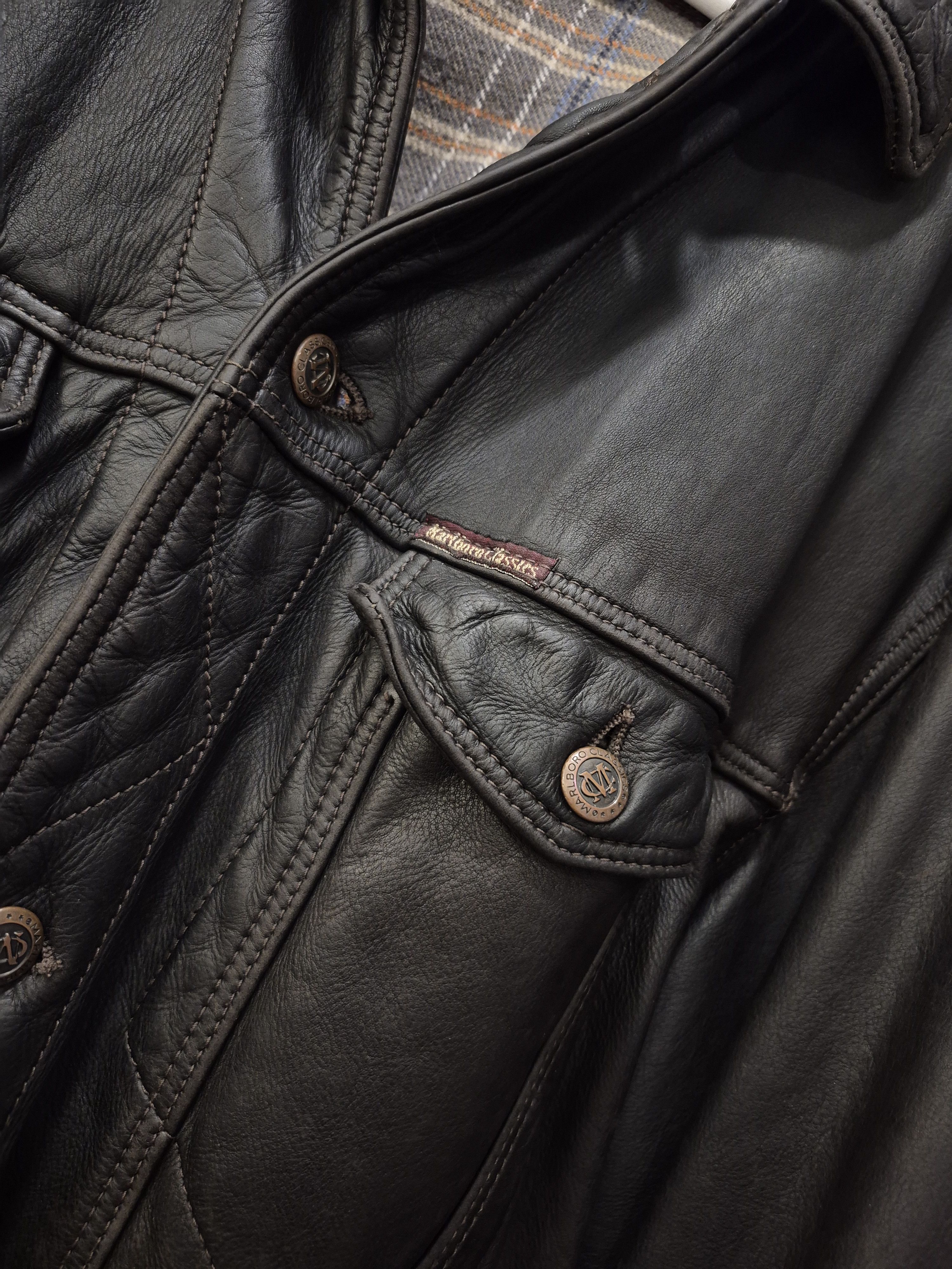 Marlboro Classics Marlboro vintage rare men trucker leather jacket Size US XL / EU 56 / 4 - 5 Thumbnail
