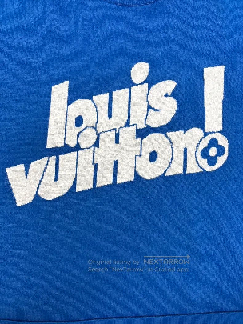 Louis Vuitton Louis Vuitton Blue and white knitted logo short sleeve Size US XL / EU 56 / 4 - 4 Thumbnail